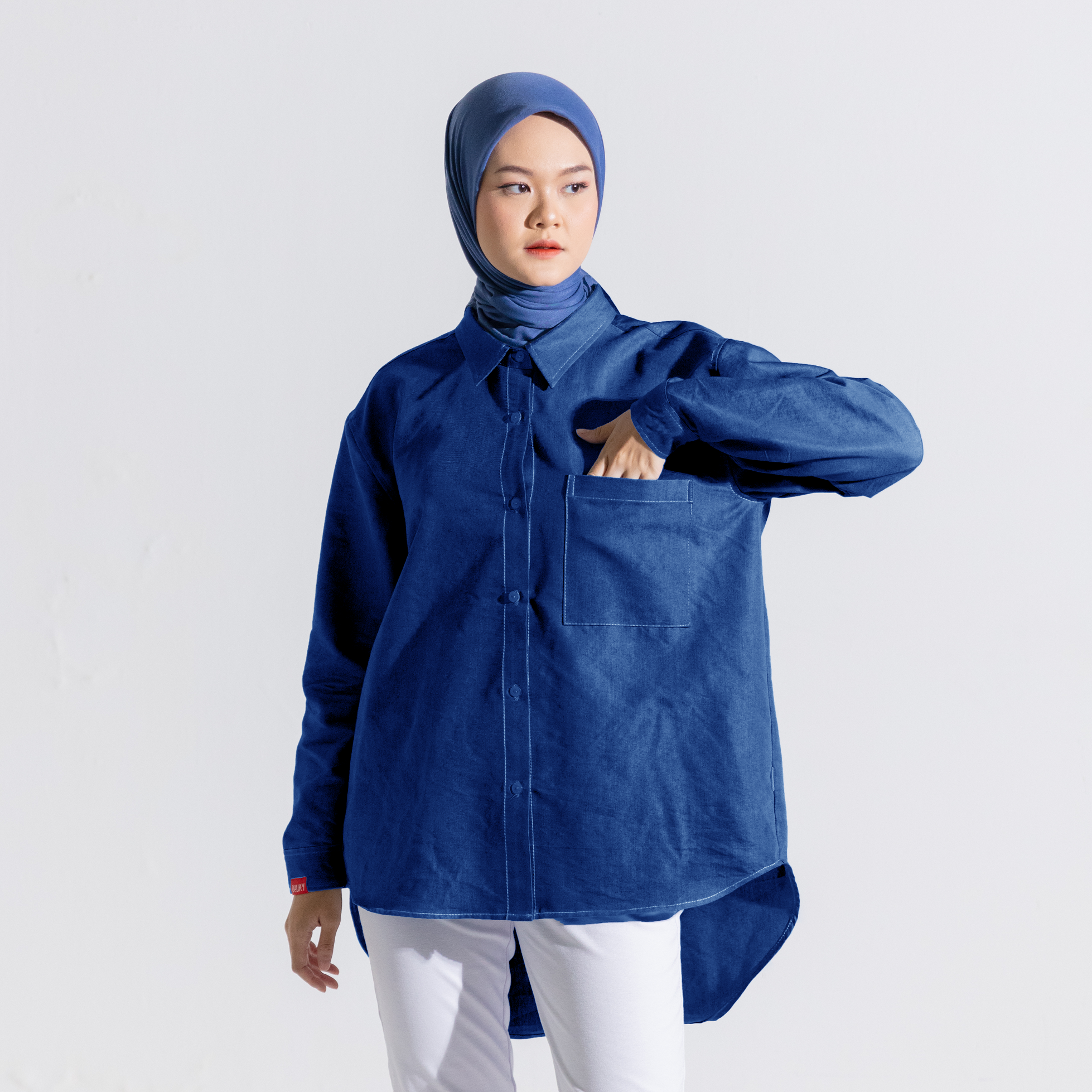 M Tunic Denim Oversize - Biru Tua