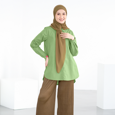 Dauky Atasan Wanita M Tunic Basic Katun Paris - Dusty Green