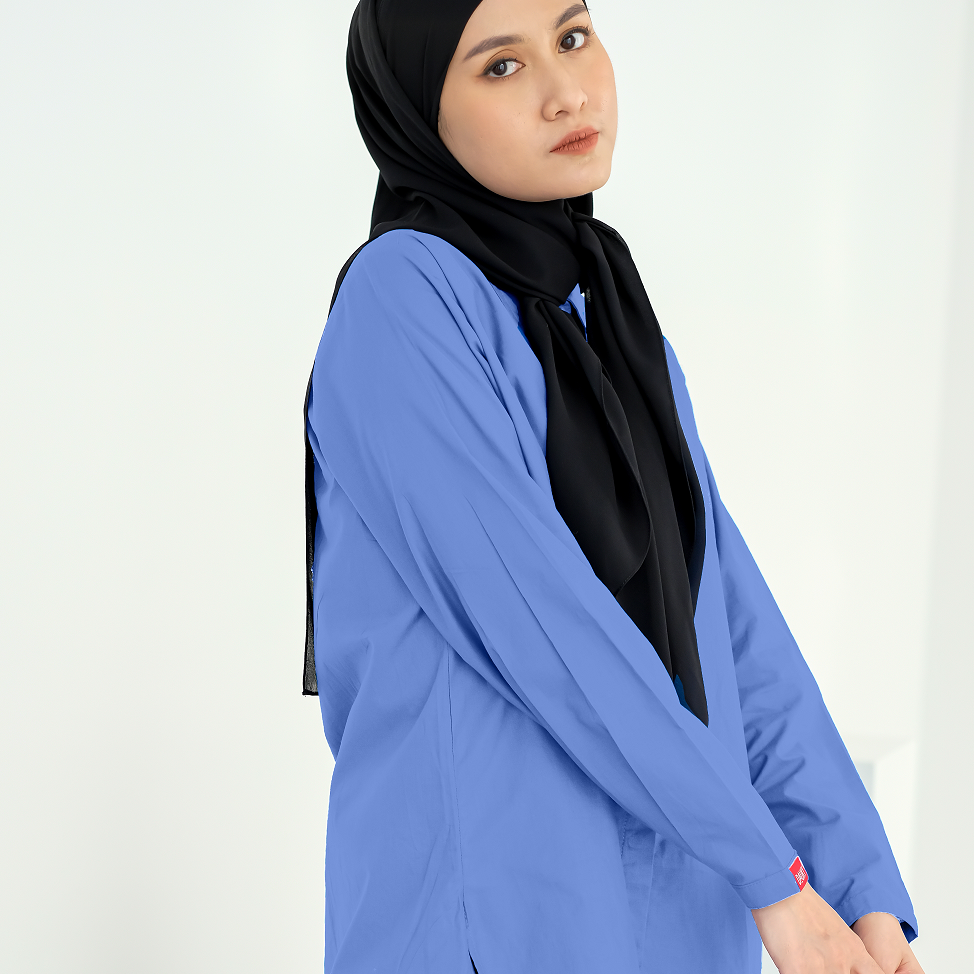 Dauky Atasan Wanita M Tunic Basic Katun Paris - Blue Powder