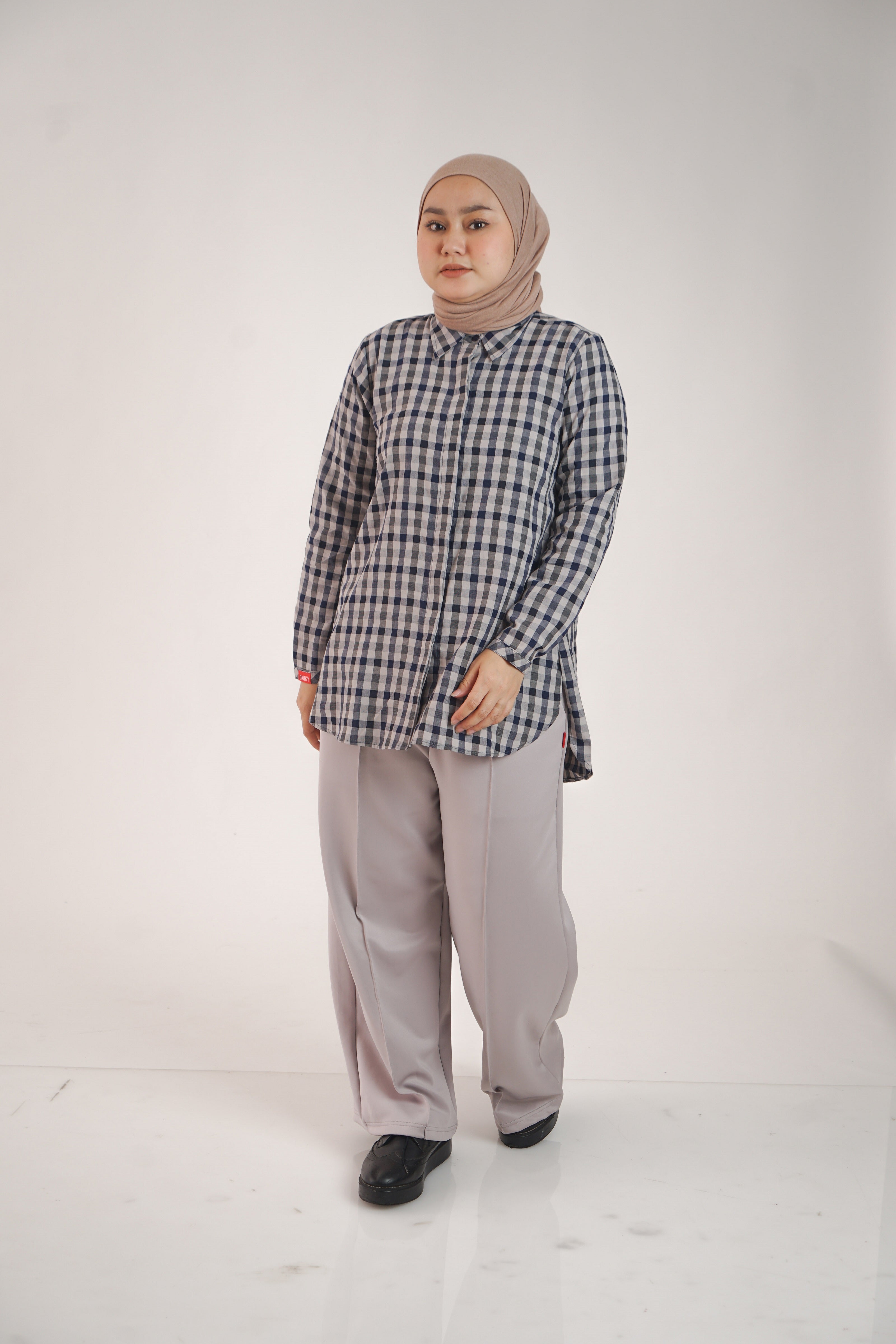 Dauky Atasan Wanita M Tunik Basic Gingham - Navy