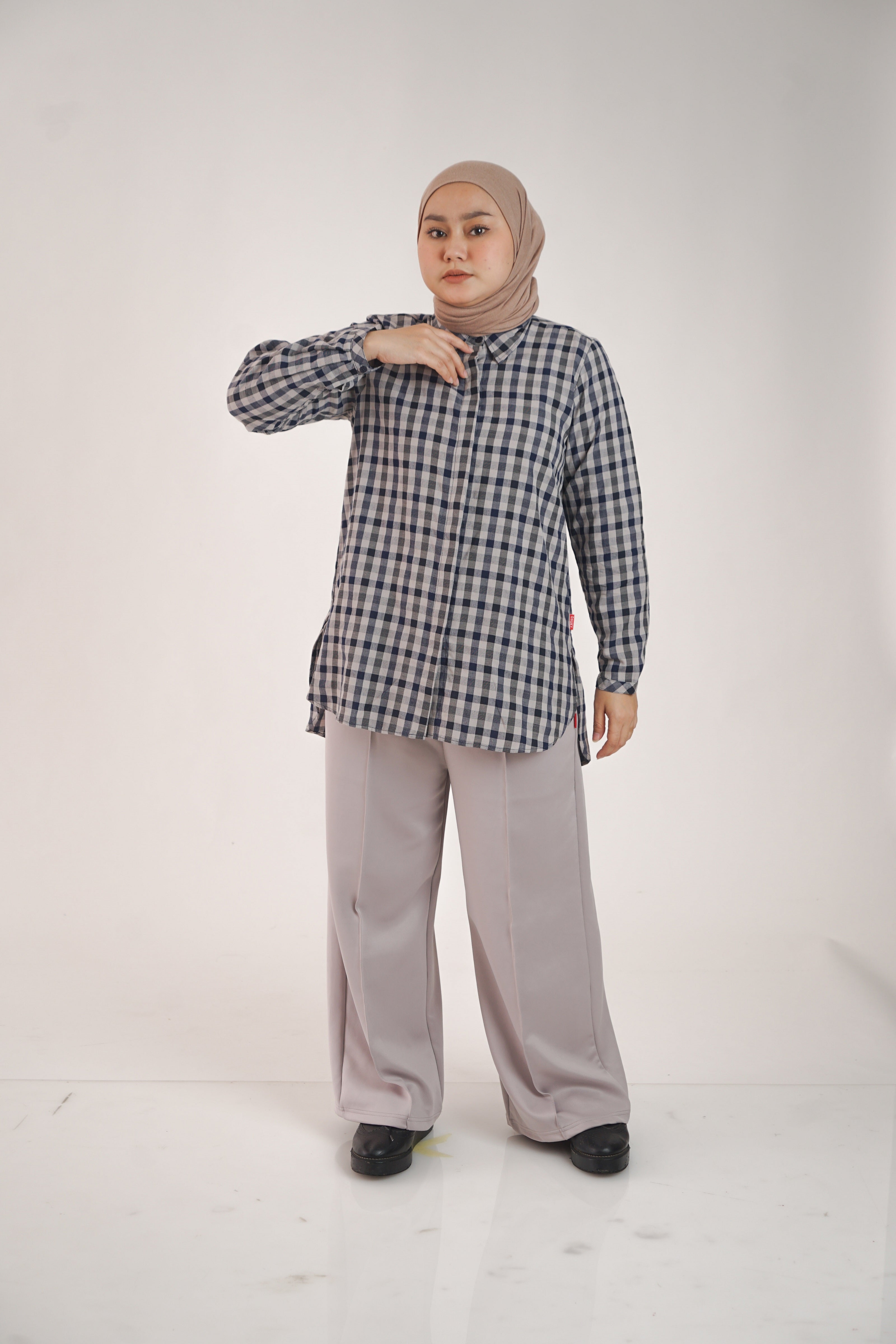 Dauky Atasan Wanita M Tunik Basic Gingham - Navy
