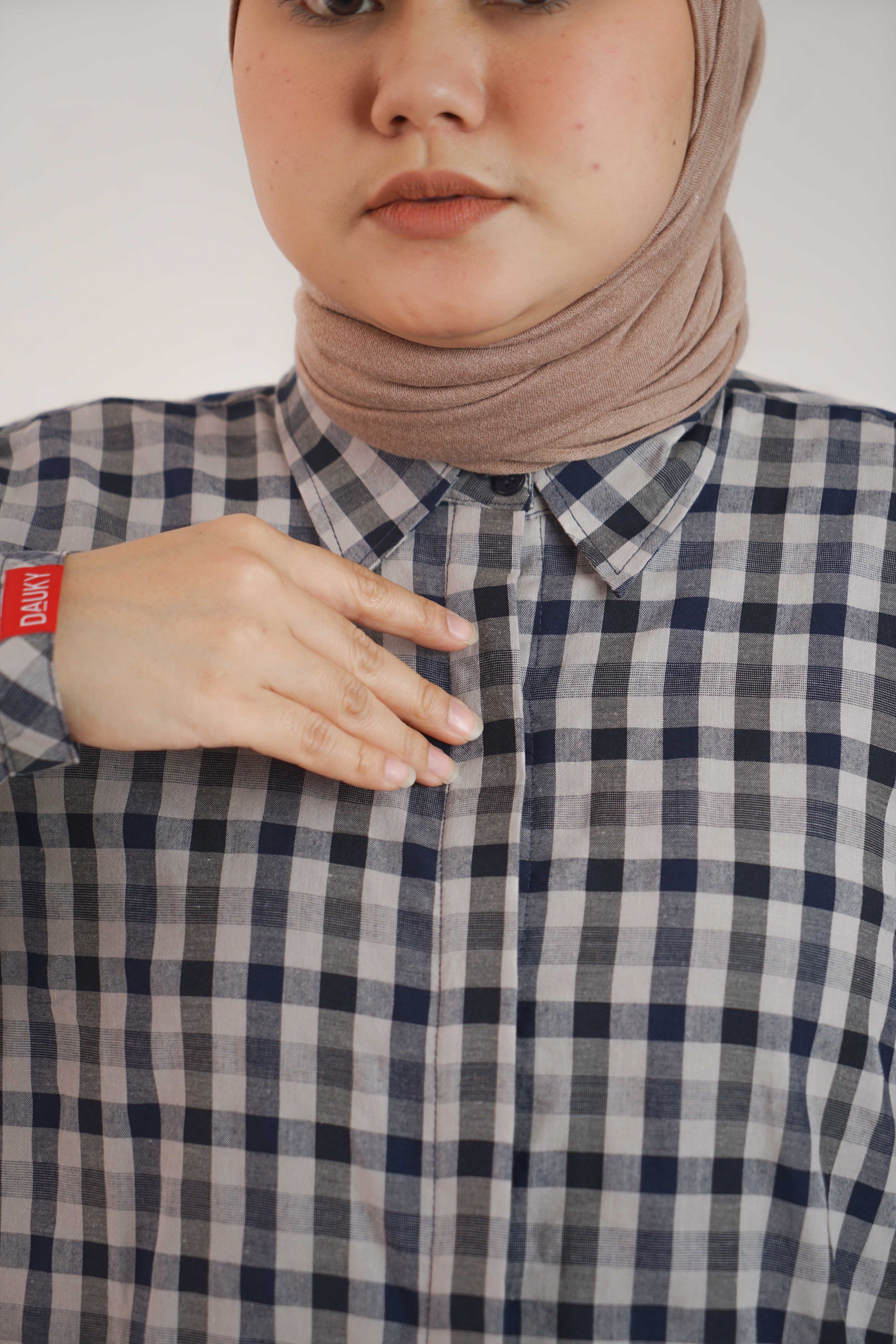 Dauky Atasan Wanita M Tunik Basic Gingham - Navy