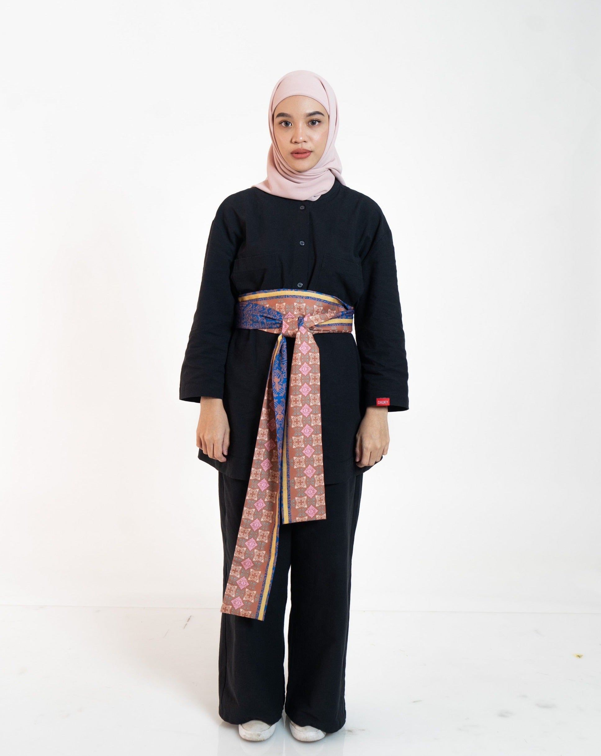 Dauky List Belt Endek Pattern Exotic Urban Collection - Navy Teracotta