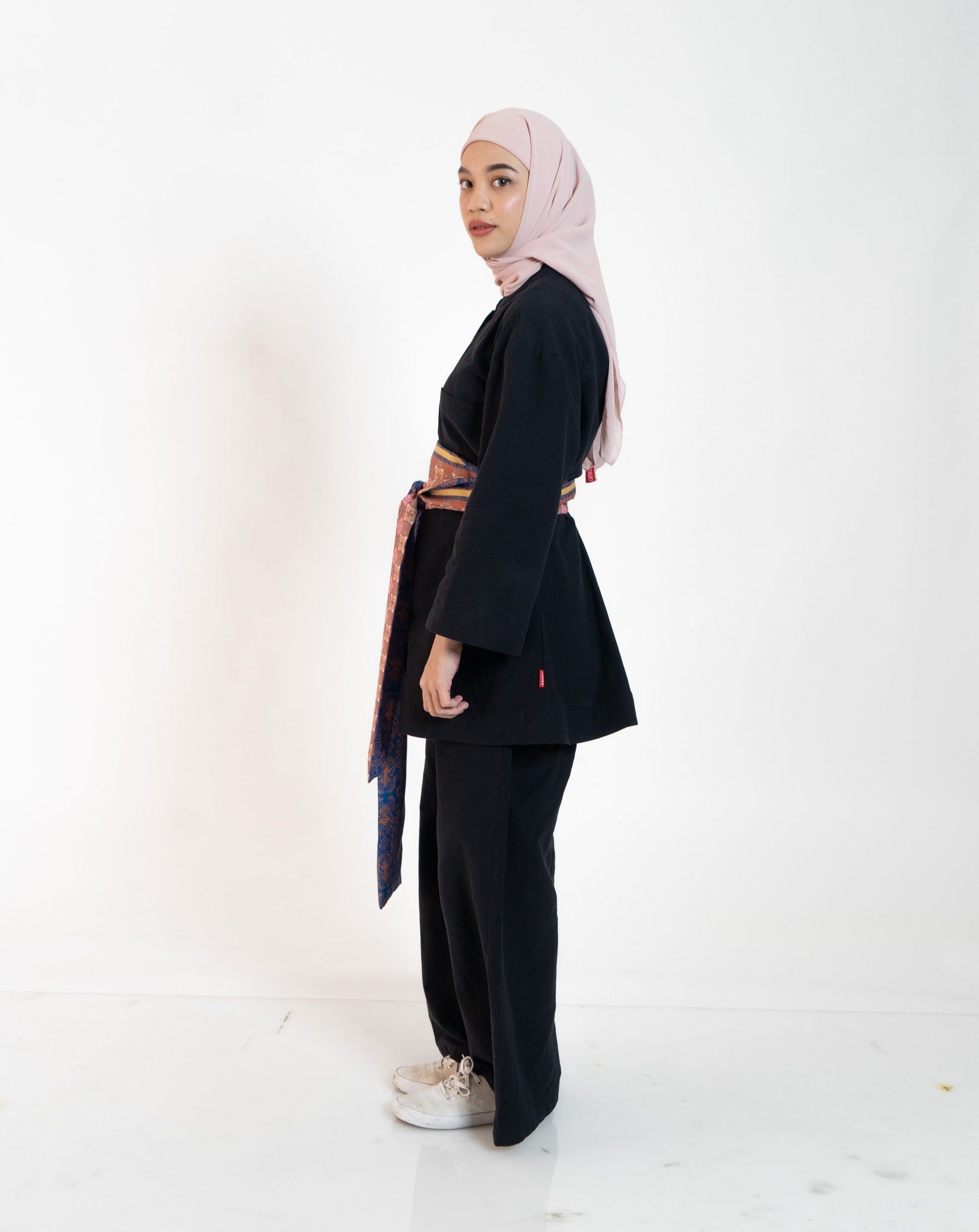 Dauky List Belt Endek Pattern Exotic Urban Collection - Navy Teracotta