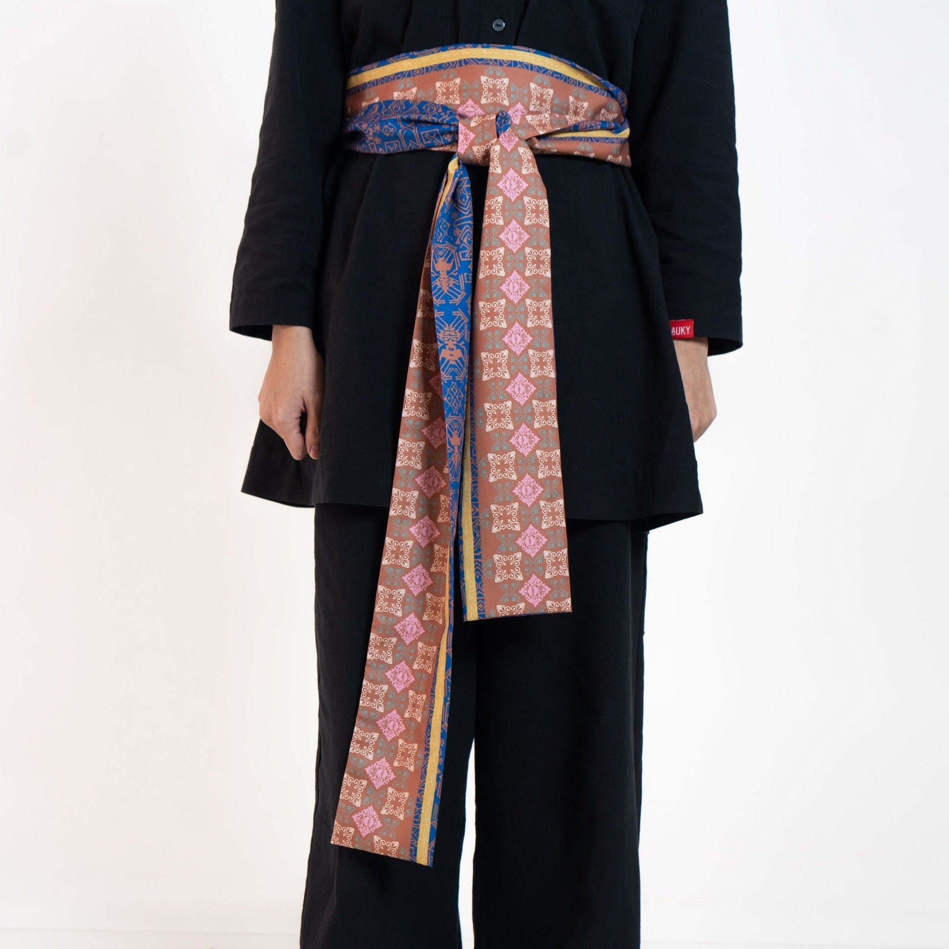 Dauky List Belt Endek Pattern Exotic Urban Collection - Navy Teracotta