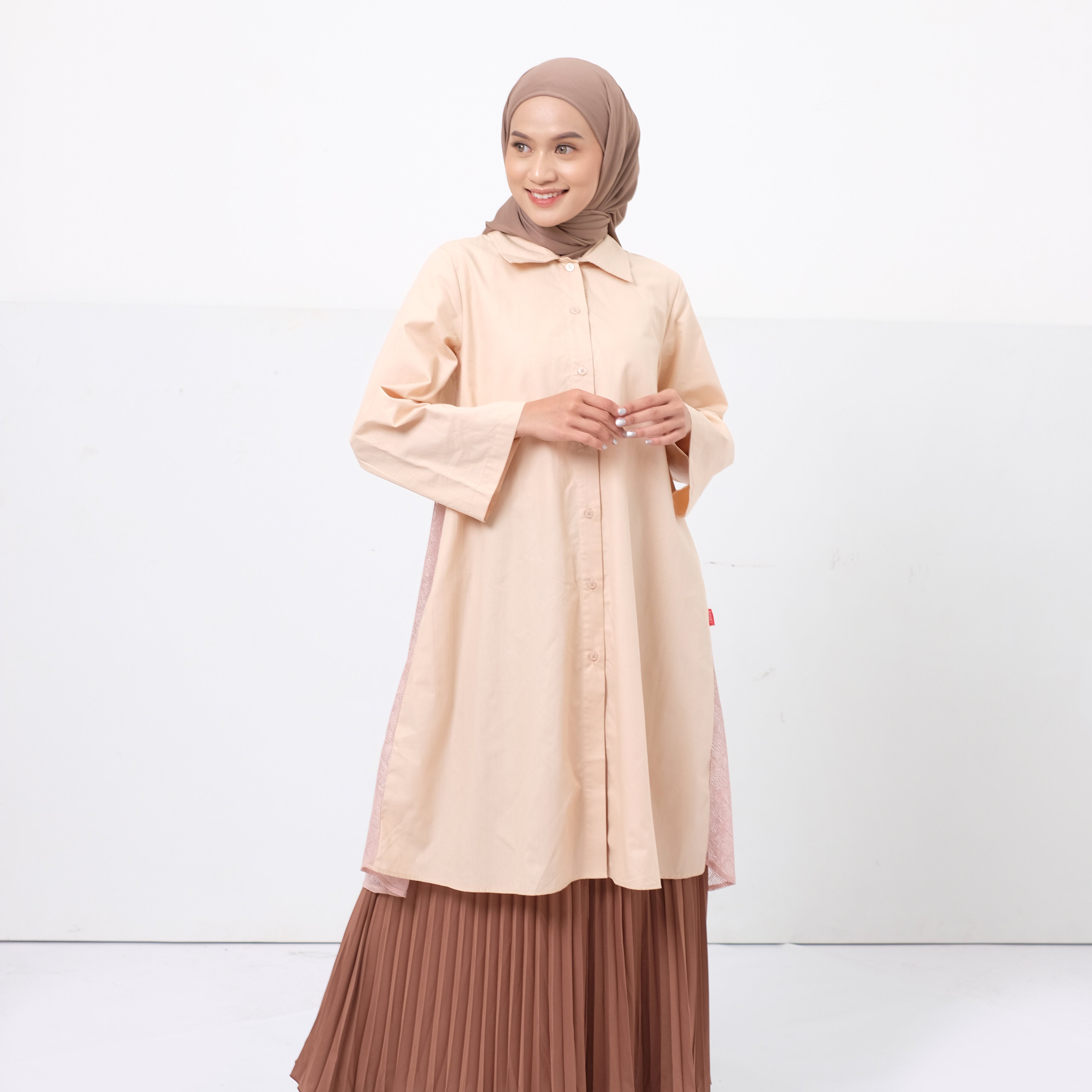Dauky Atasan Wanita L Tunic Lace Katun - Nude