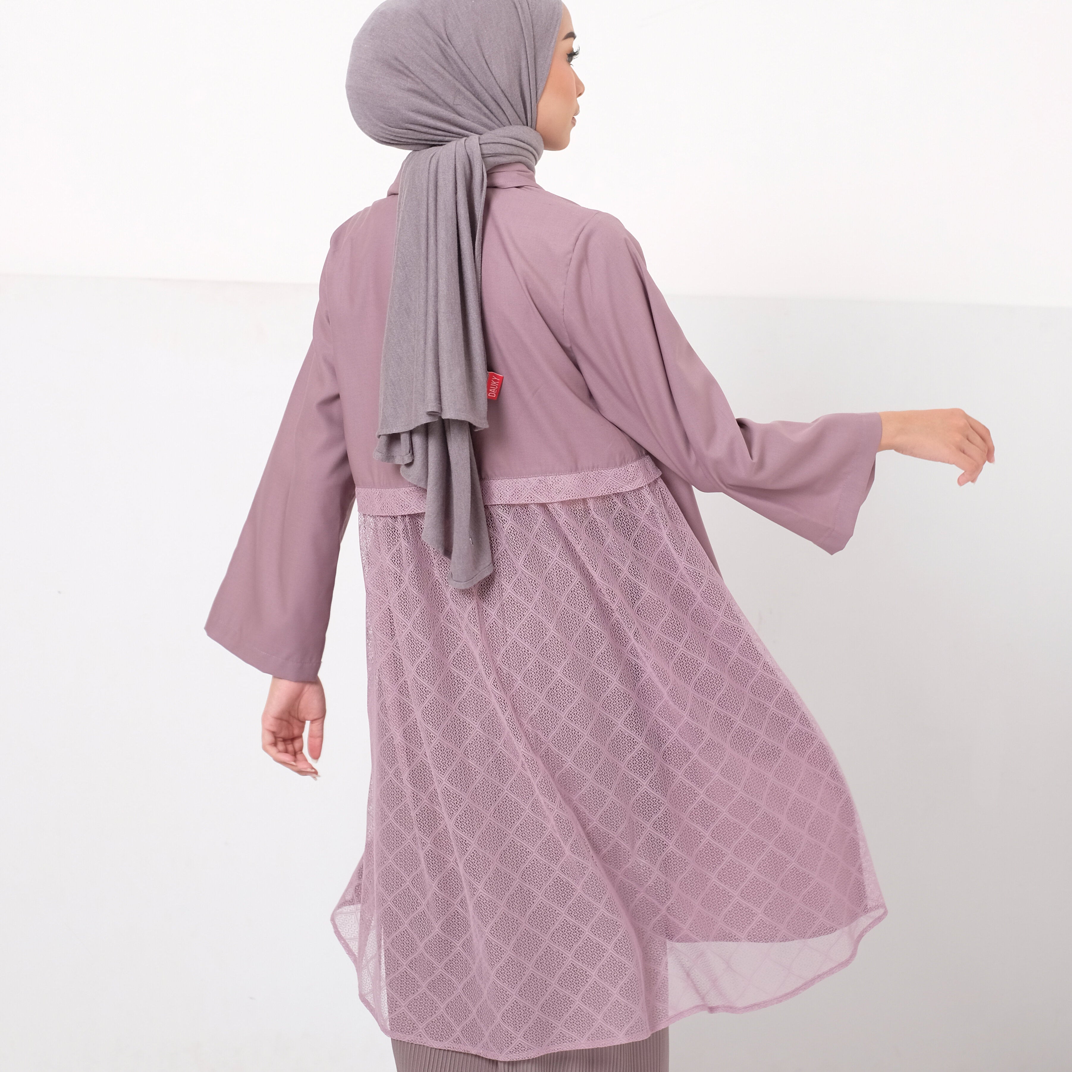 Dauky Atasan Wanita L Tunic Lace Katun - Ungu