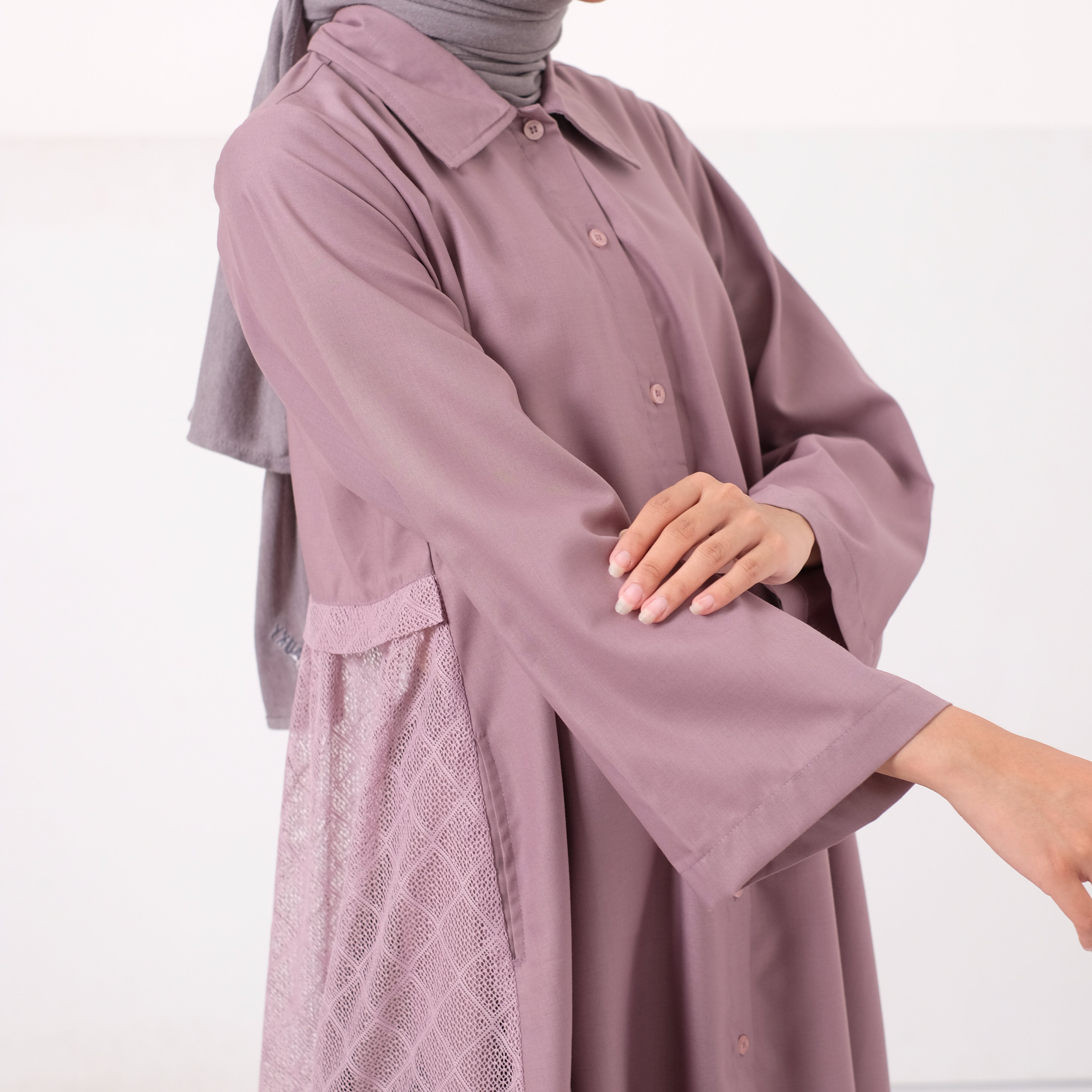 Dauky Atasan Wanita L Tunic Lace Katun - Ungu