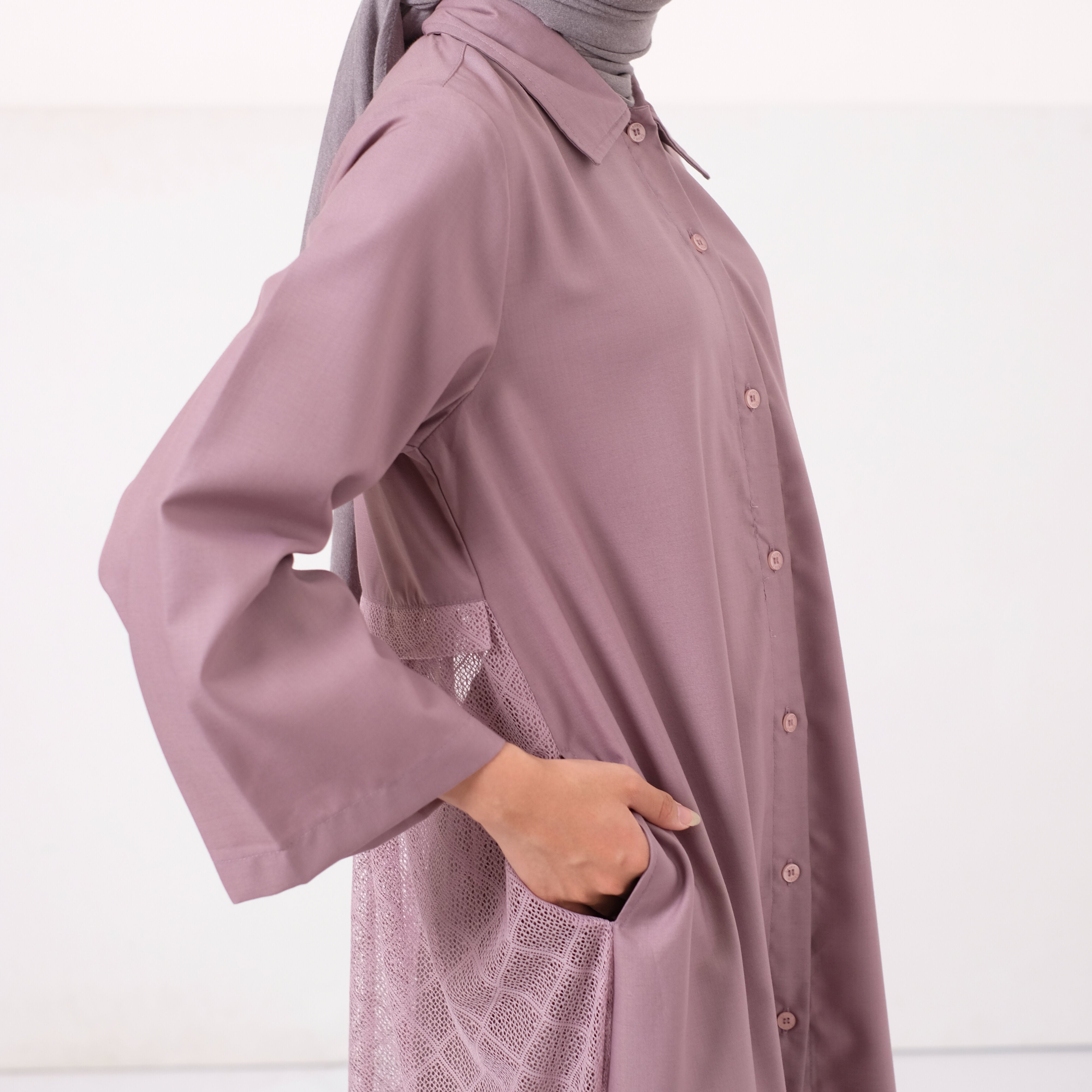 Dauky Atasan Wanita L Tunic Lace Katun - Ungu