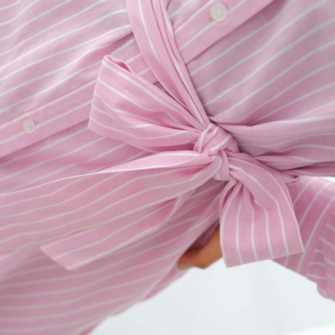 Dauky Atasan Wanita M Tunik Stripe Belt Smart Tunic Collection - Pink