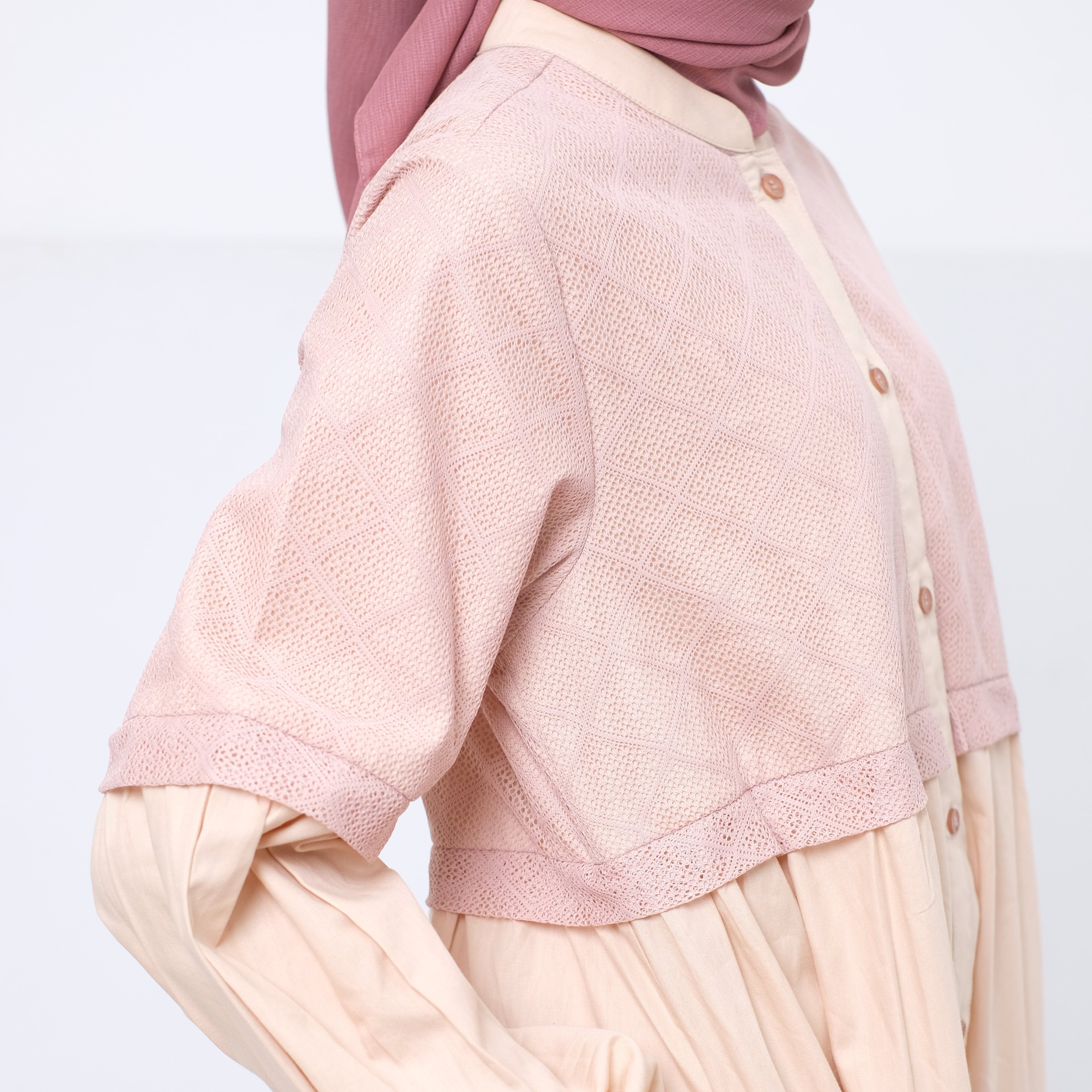 Dauky Gamis Wanita L Dress Lace Katun - Nude