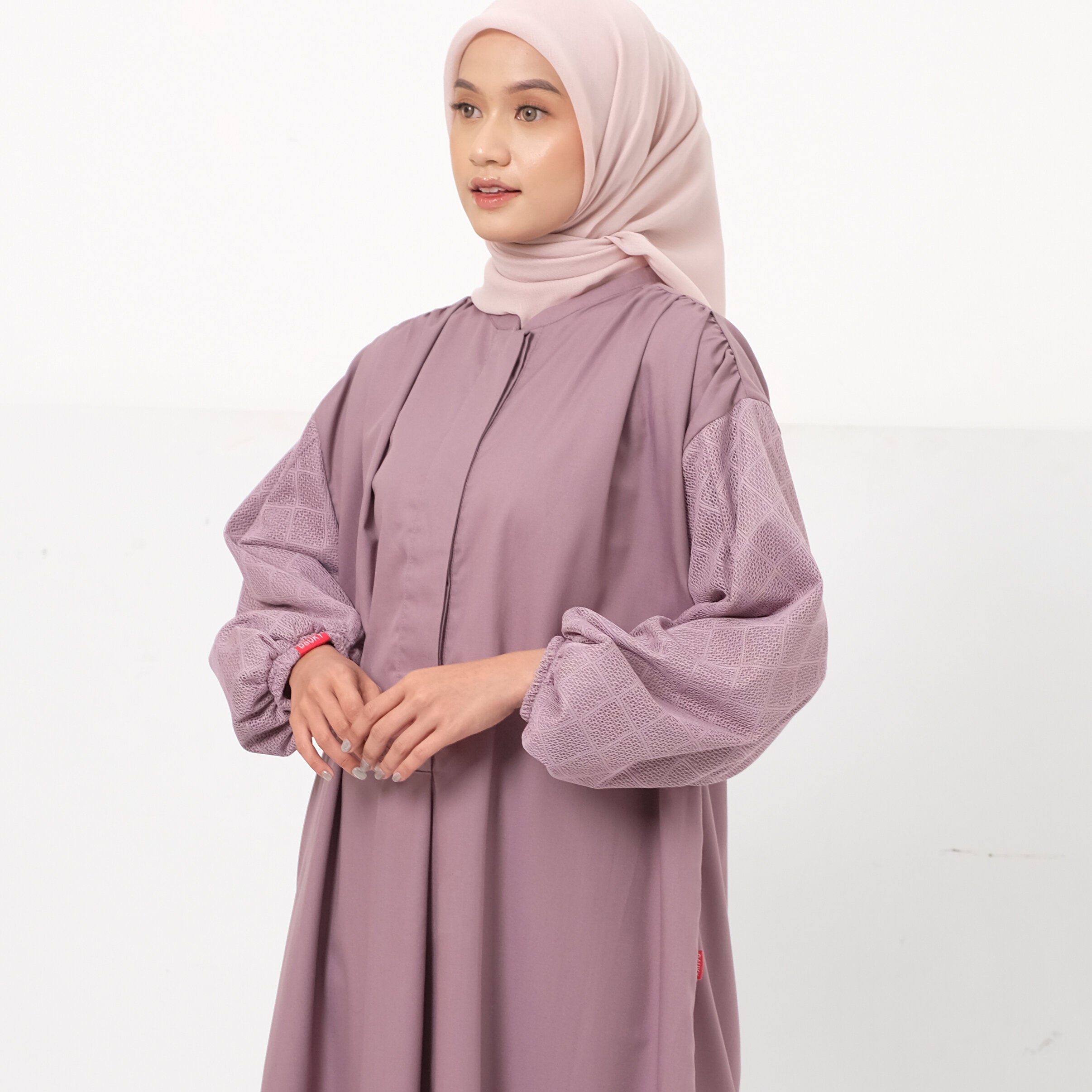 Dauky Atasan Wanita M Dress Lace Katun - Ungu