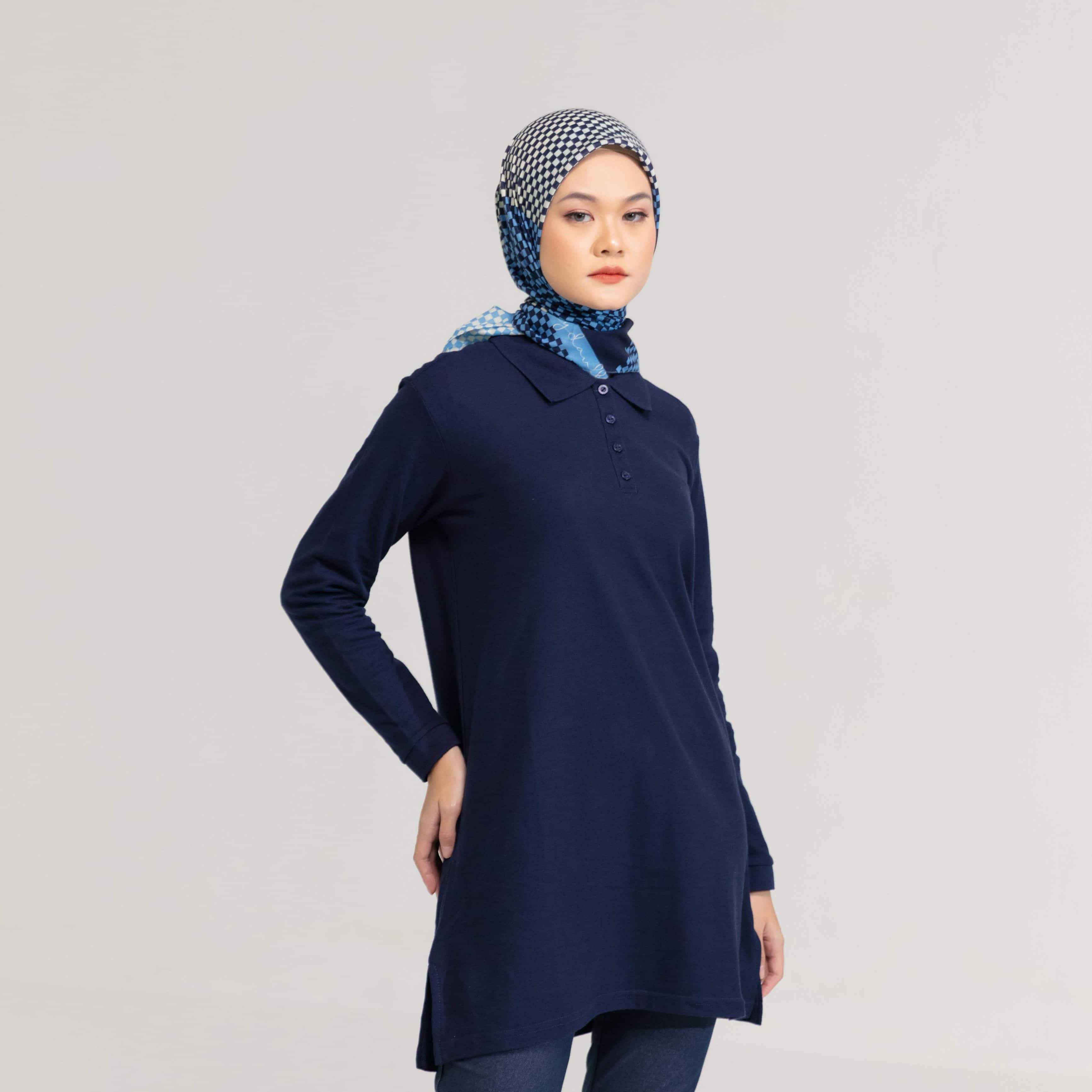 DAUKY Atasan Wanita Tunik Ladies Polo Shirt - Navy