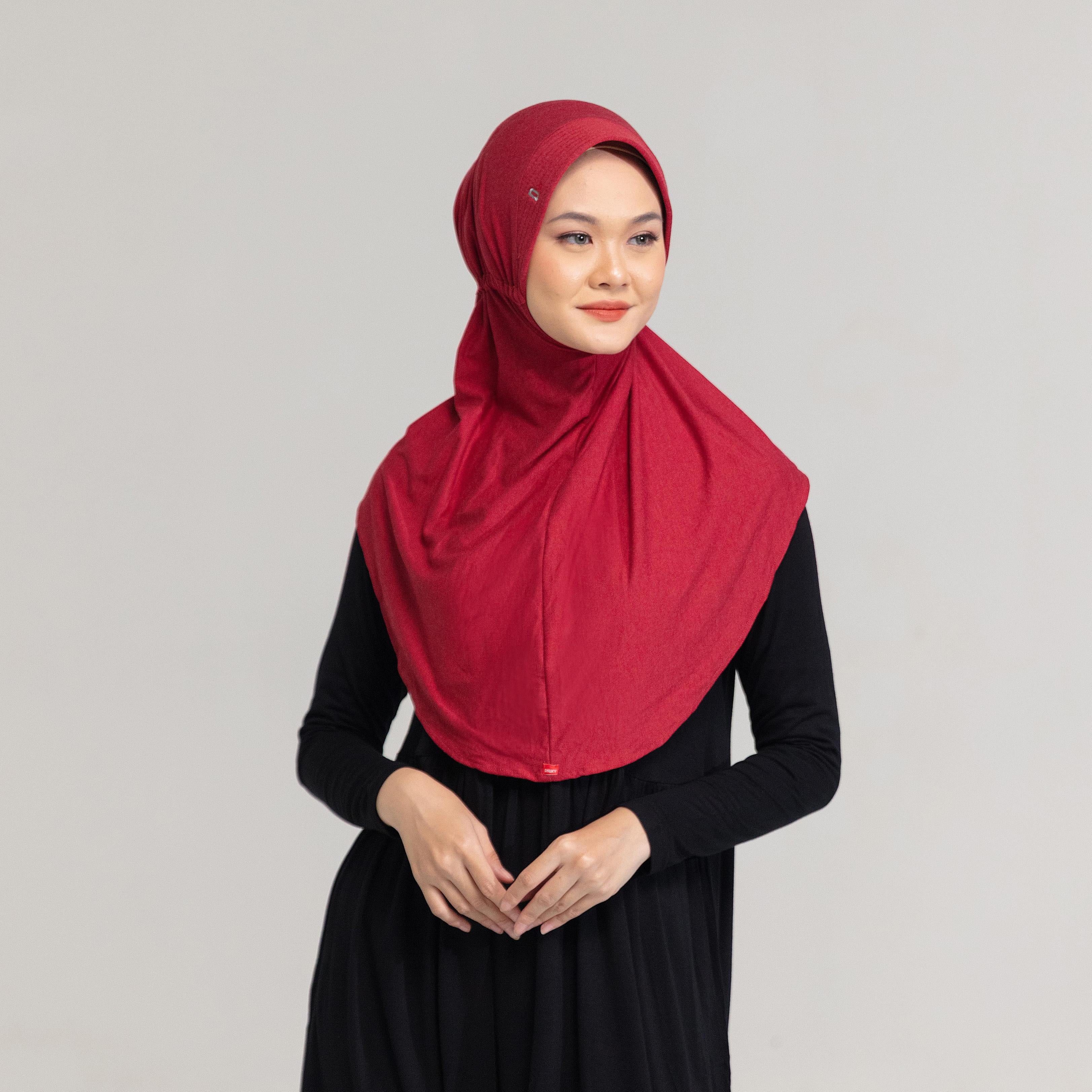 DAUKY -  Hijab Bergo Jilbab Basic Polos Kaos Rara - Maroon