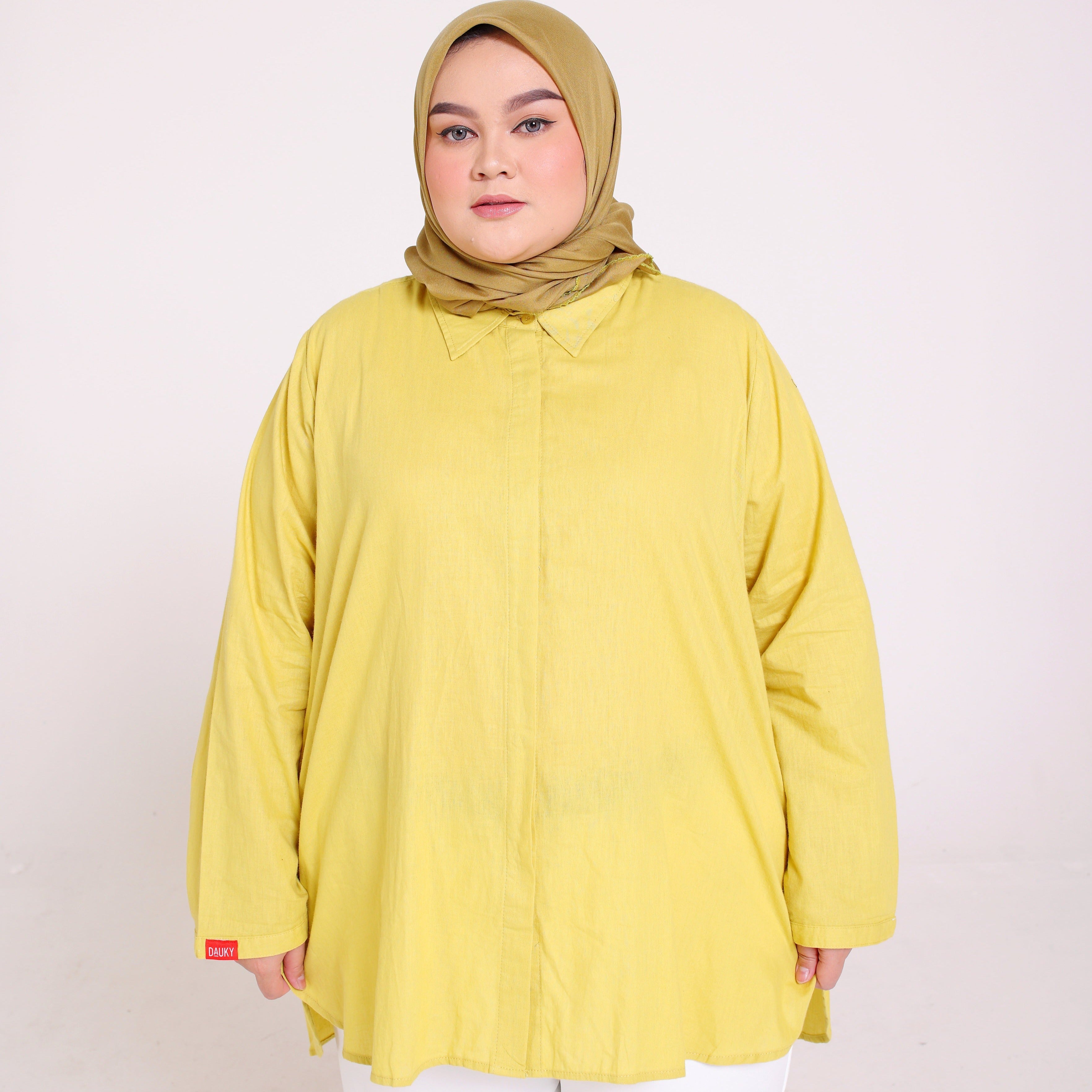 Dauky Atasan Wanita M Tunik Katun Paris Big Size_Olive_Cover