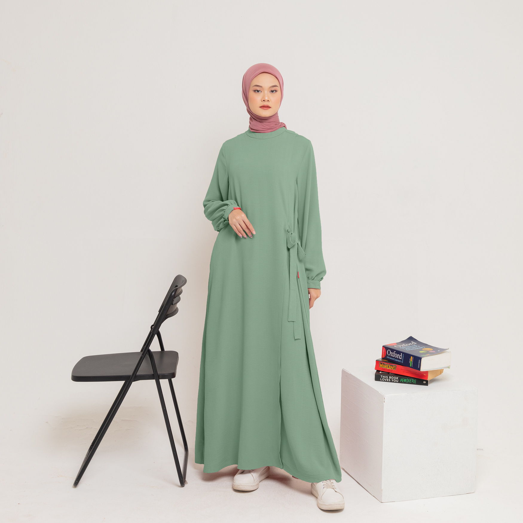 Dauky Gamis L Dress Dosila Side Belt- Hijau