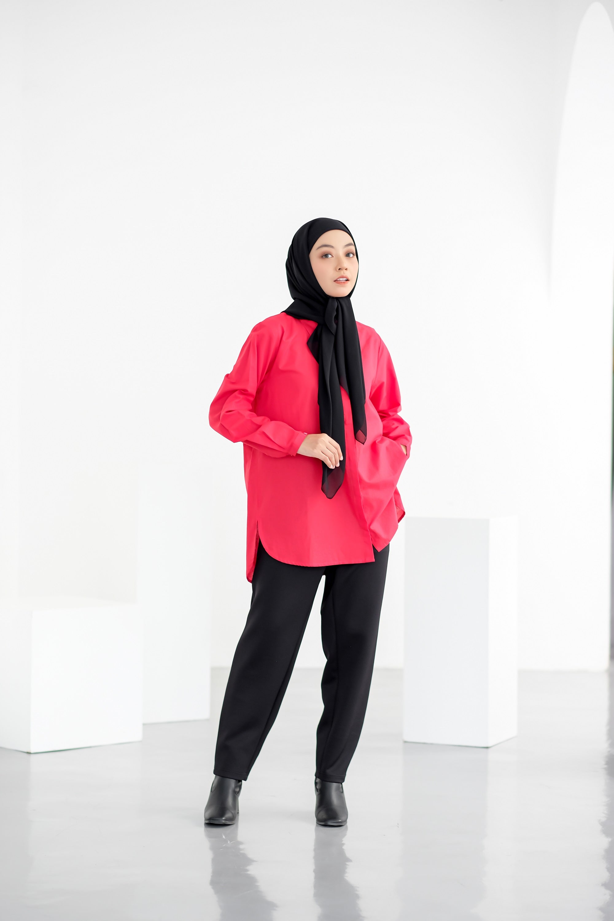 M Tunik Basic Katun Paris - Merah