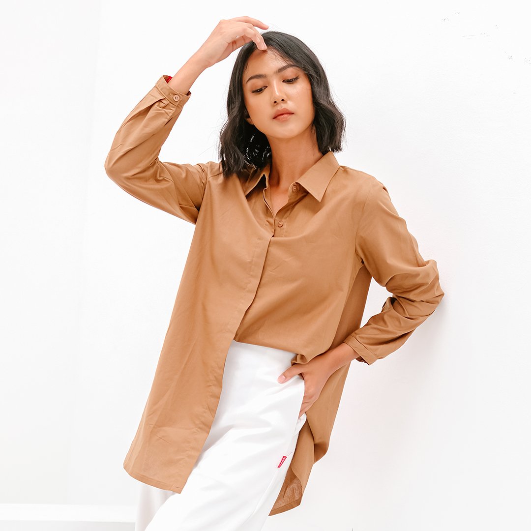 M Tunik Basic Katun Paris - Mocca