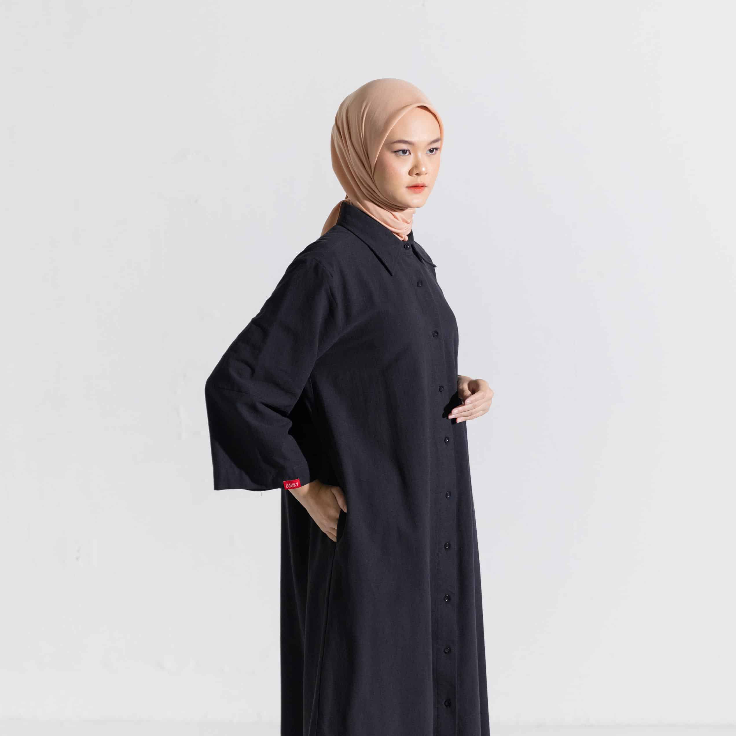 M Dress Linen - Hitam