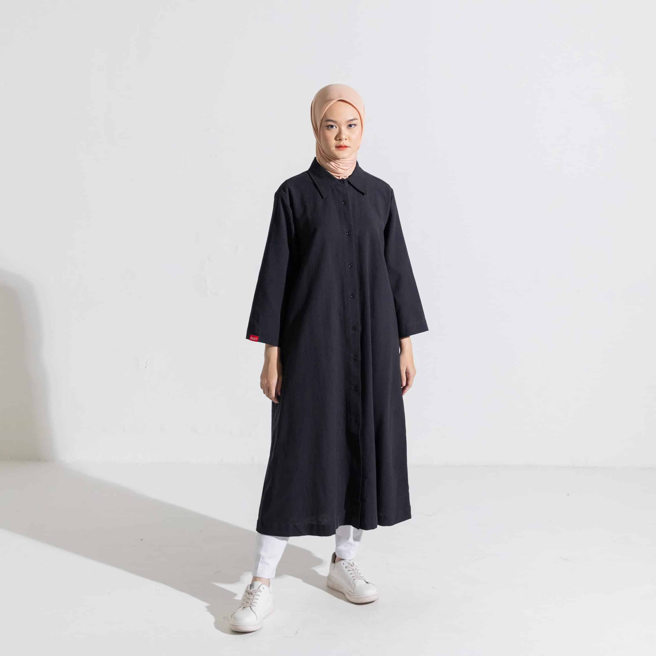 M Dress Linen - Hitam