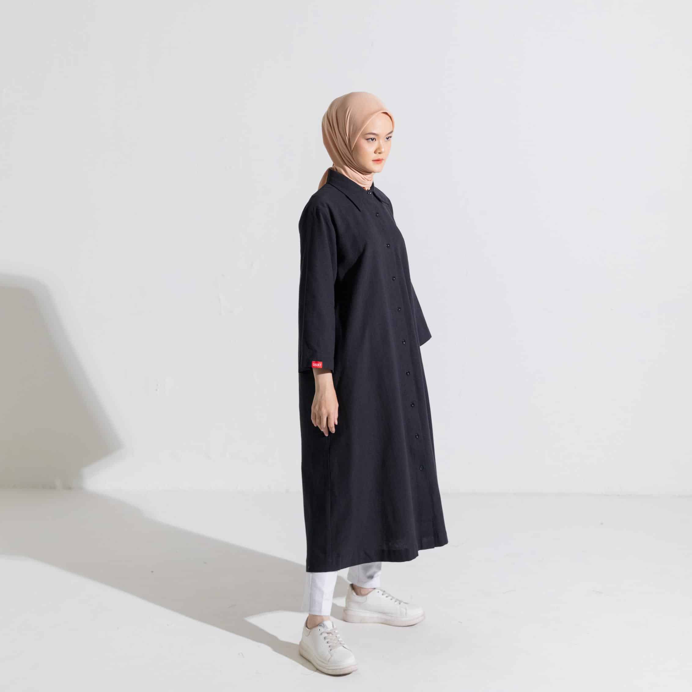 M Dress Linen - Hitam