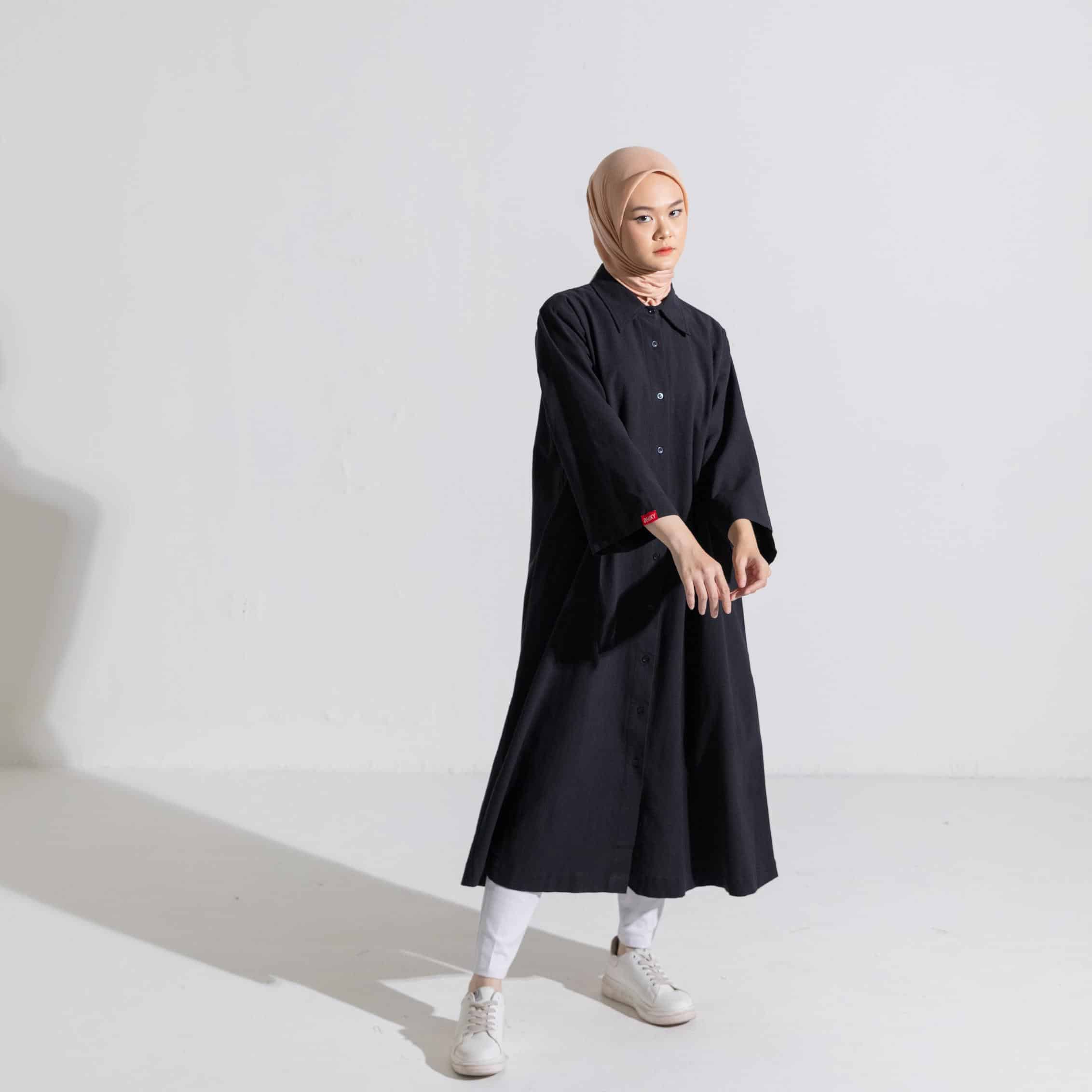 M Dress Linen - Hitam