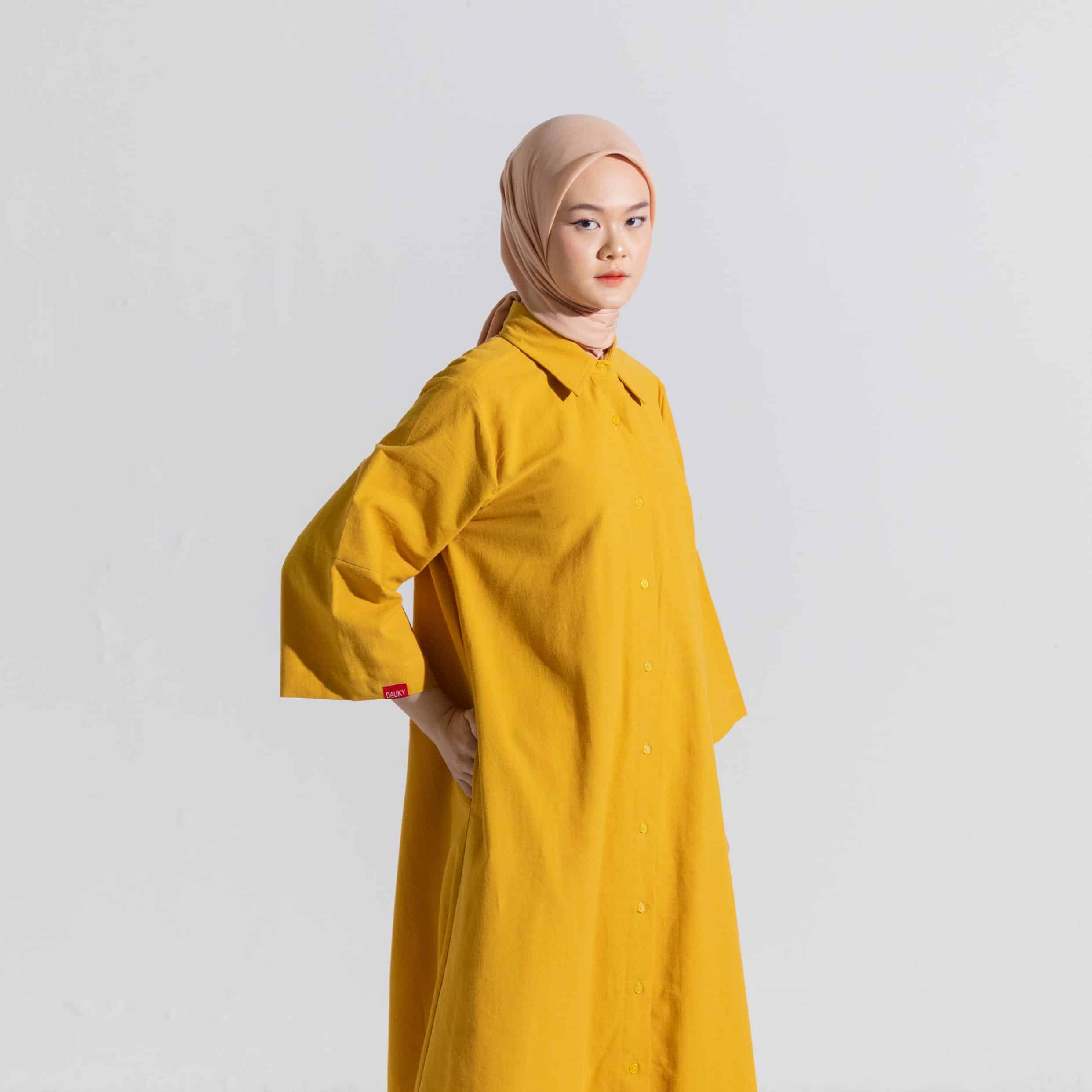 M Dress Linen - Mustard