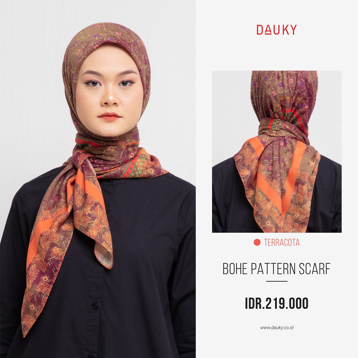 Bohe Pattern Scarf - Teracotta