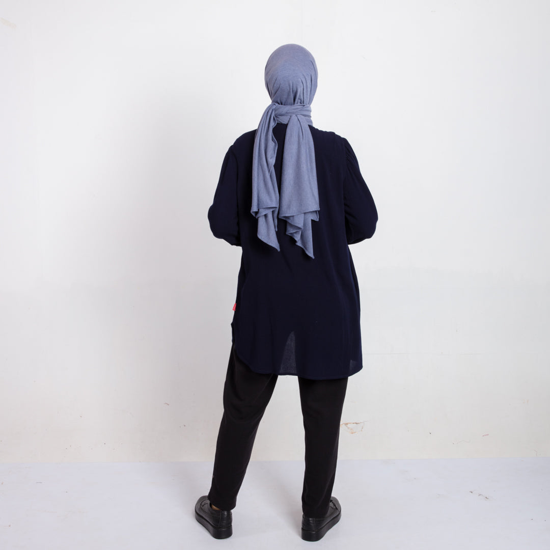 M Tunic Basic Rayon Crinkle - Navy