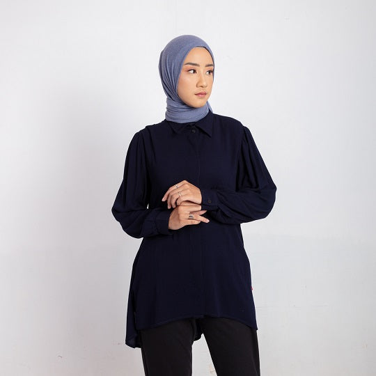 M Tunic Basic Rayon Crinkle - Navy