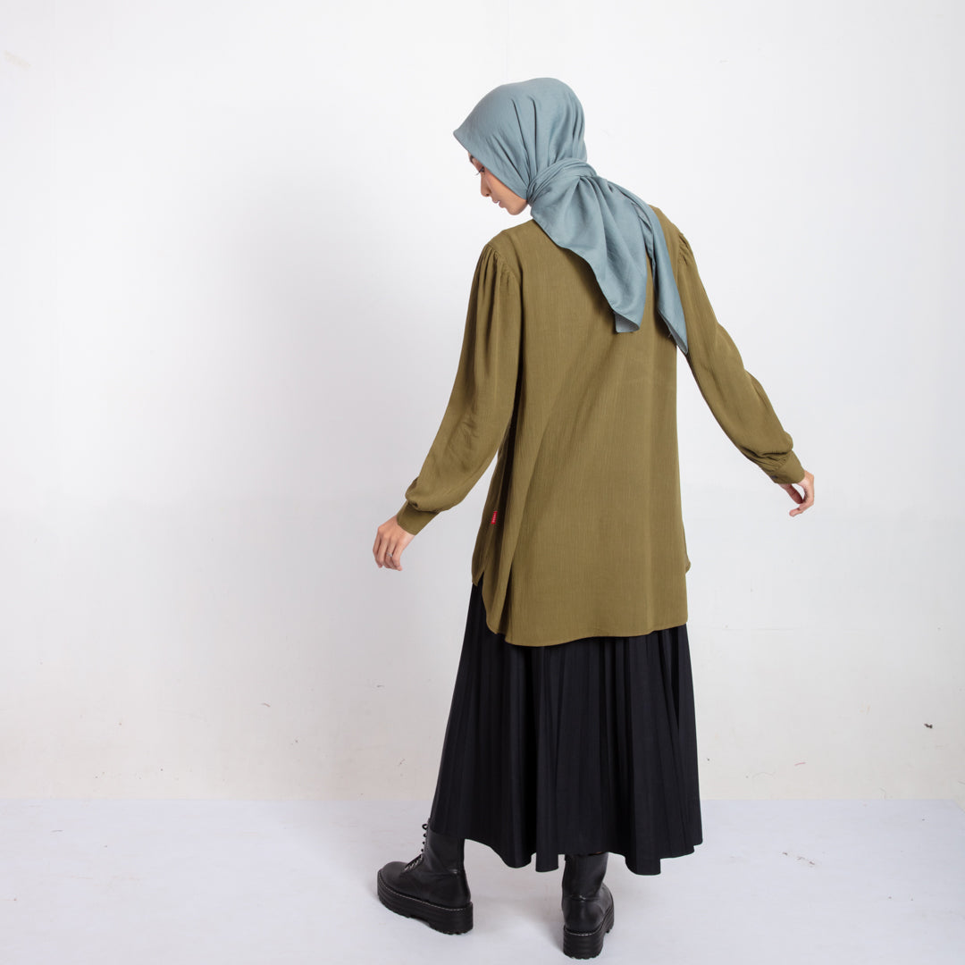 M Tunic Basic Rayon Crinkle - Olive