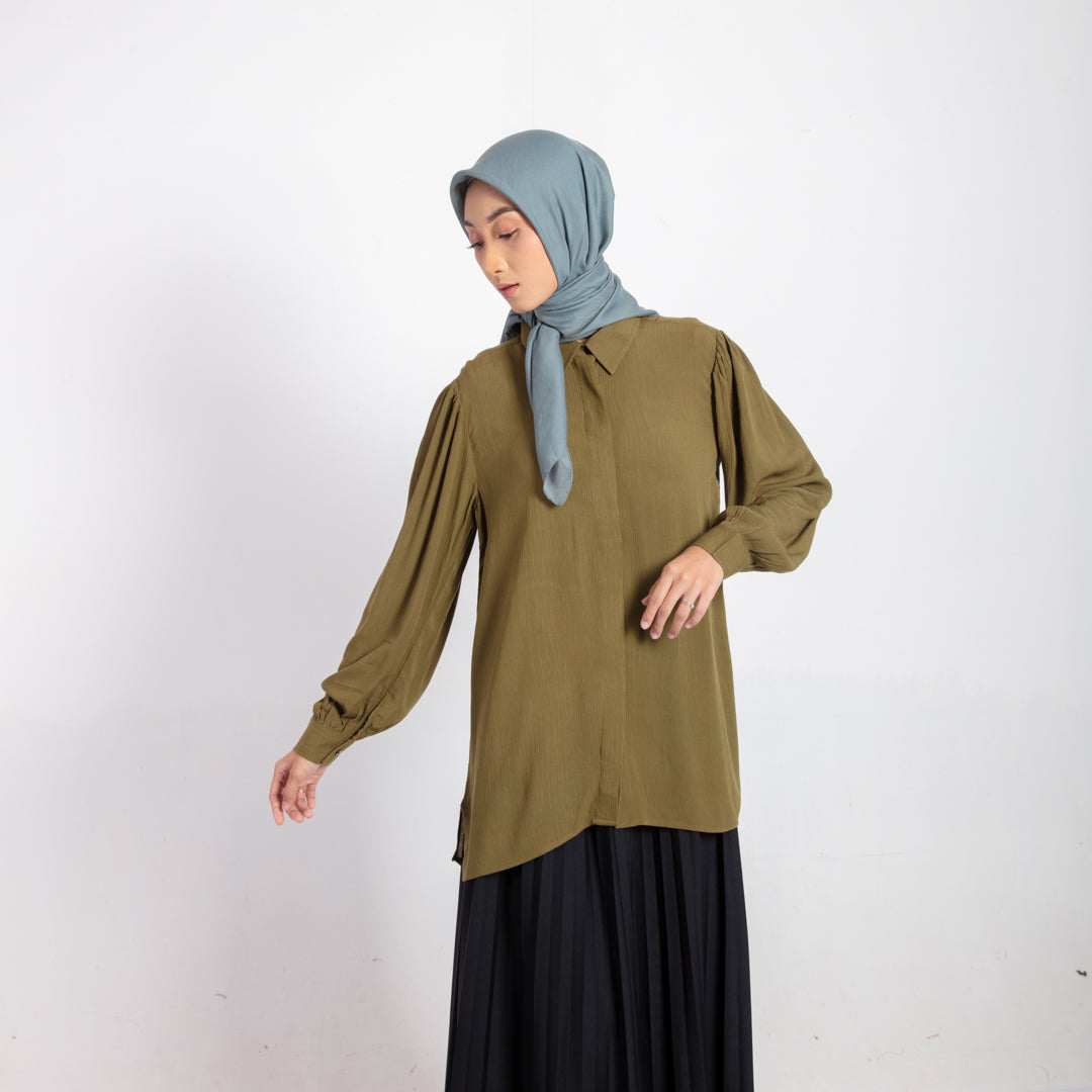 M Tunic Basic Rayon Crinkle - Olive