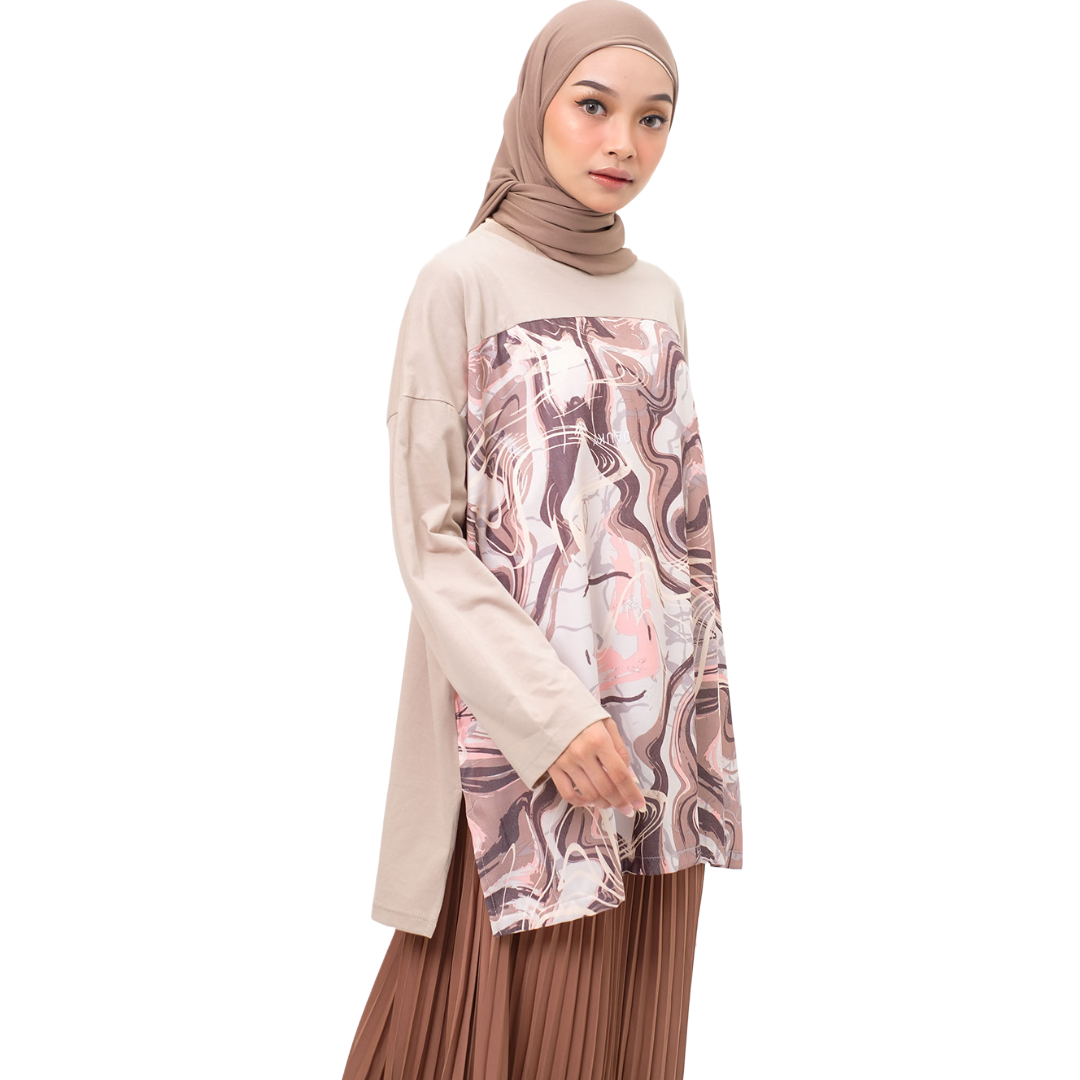S Tunik Combed Marble - Khaki