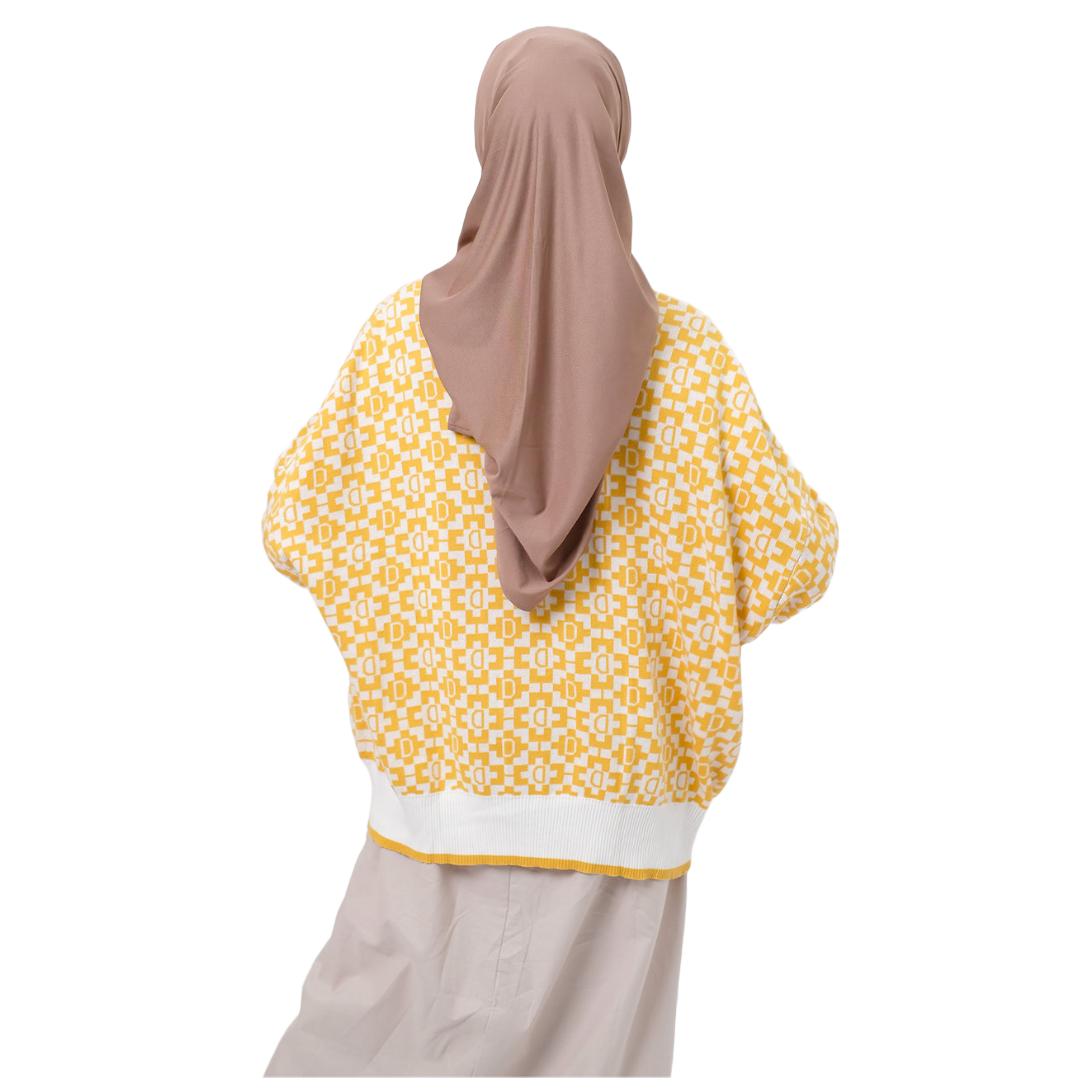 Cardi Knit Monogram - Kuning