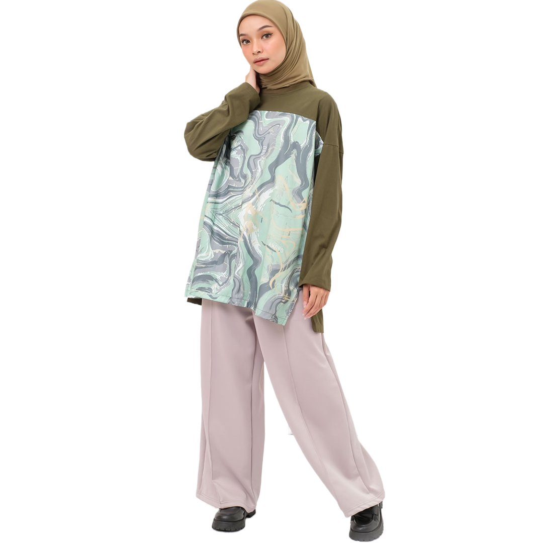 S Tunik Combed Marble - Olive