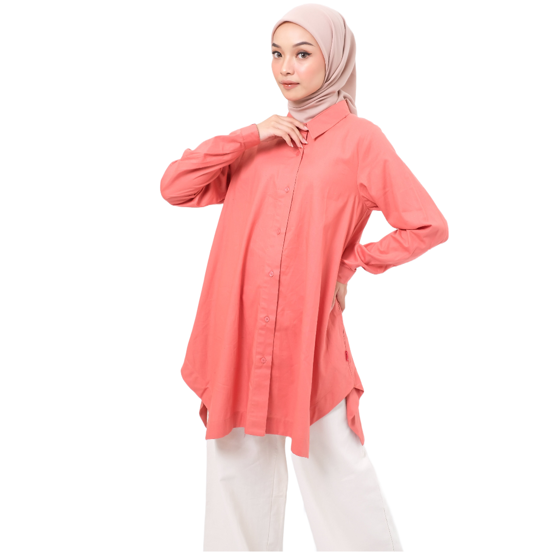 M Tunik Asimetris Rainbow - Teracotta