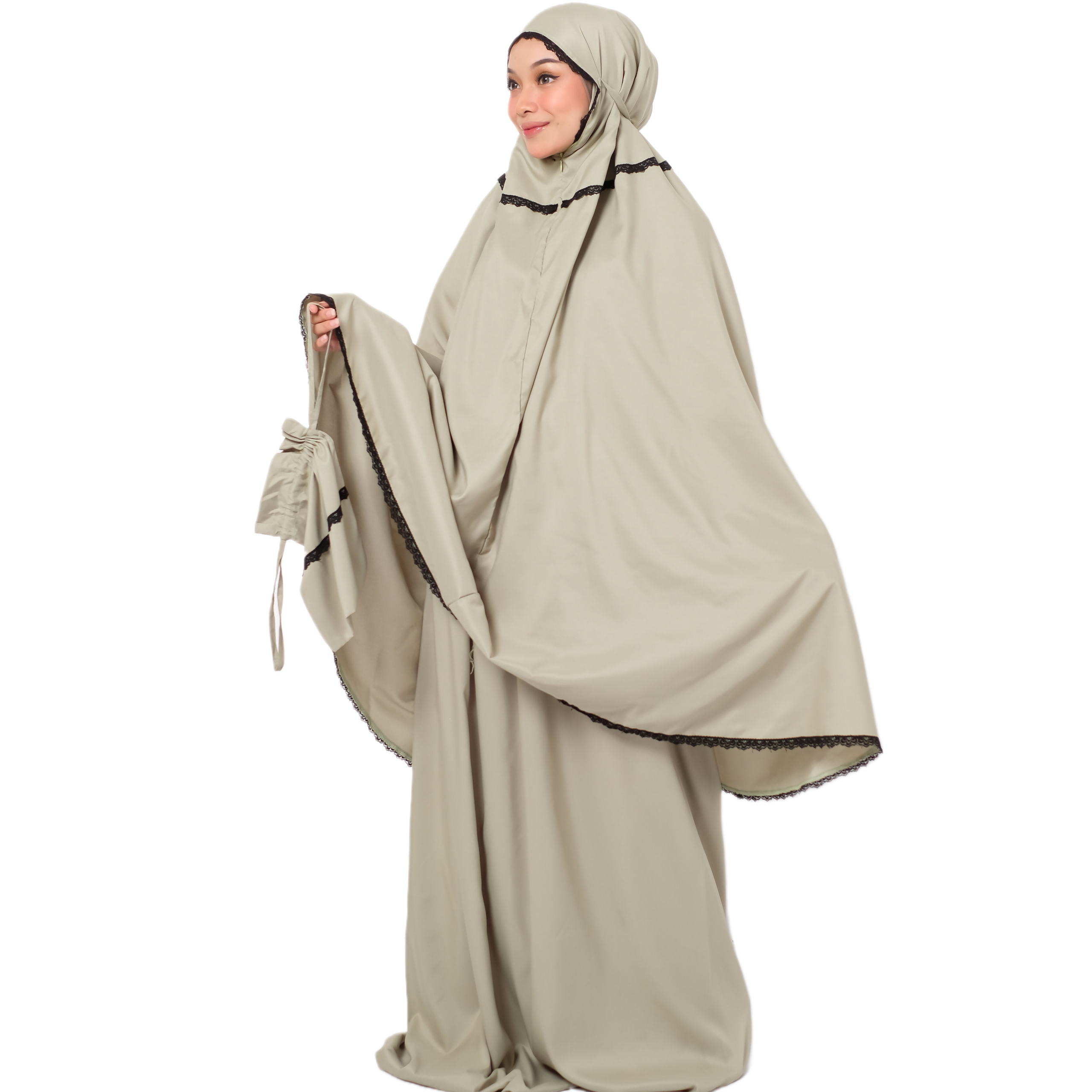 Dauky Mukena Travel Two In One - Sage Green