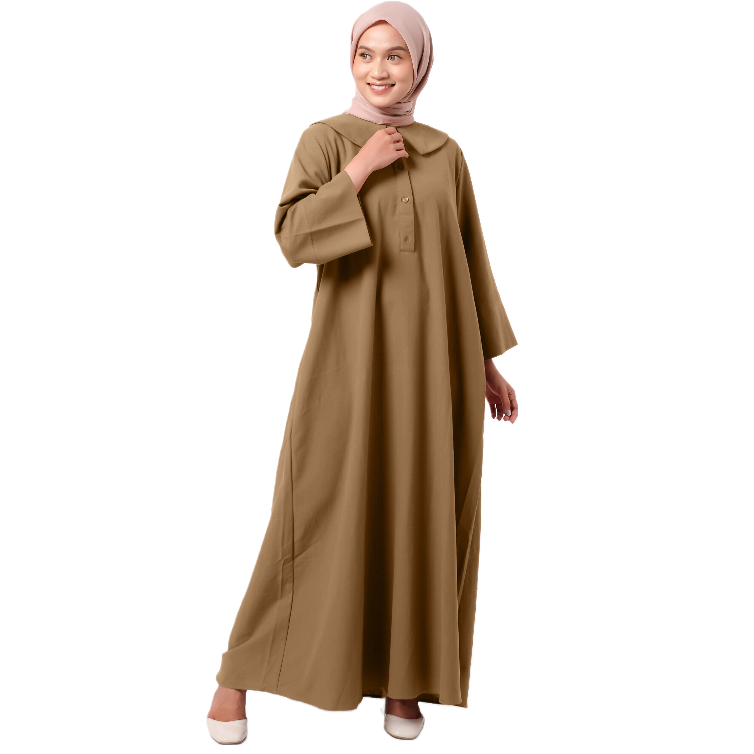 L Dress Linen Rami - Latte