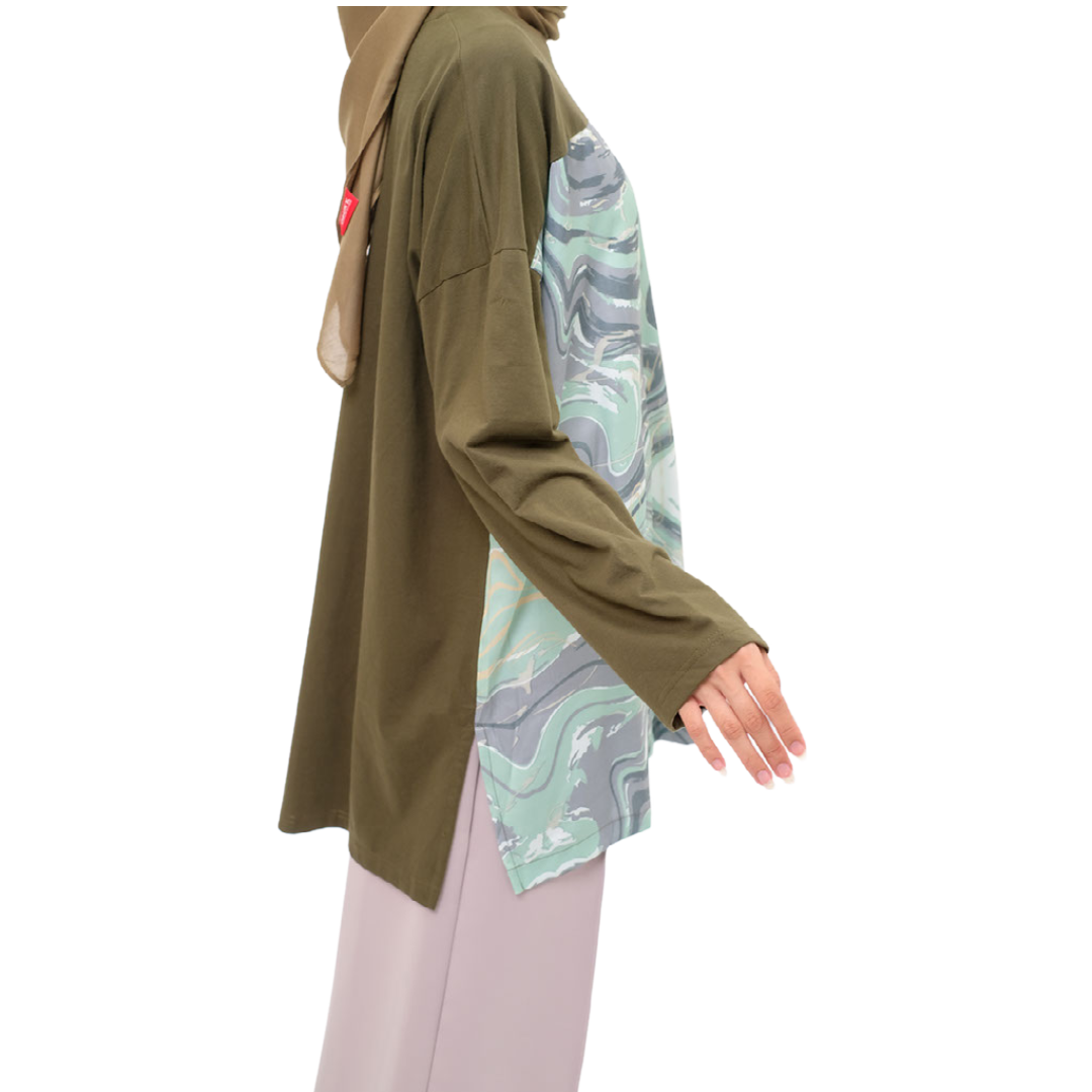 S Tunik Combed Marble - Olive