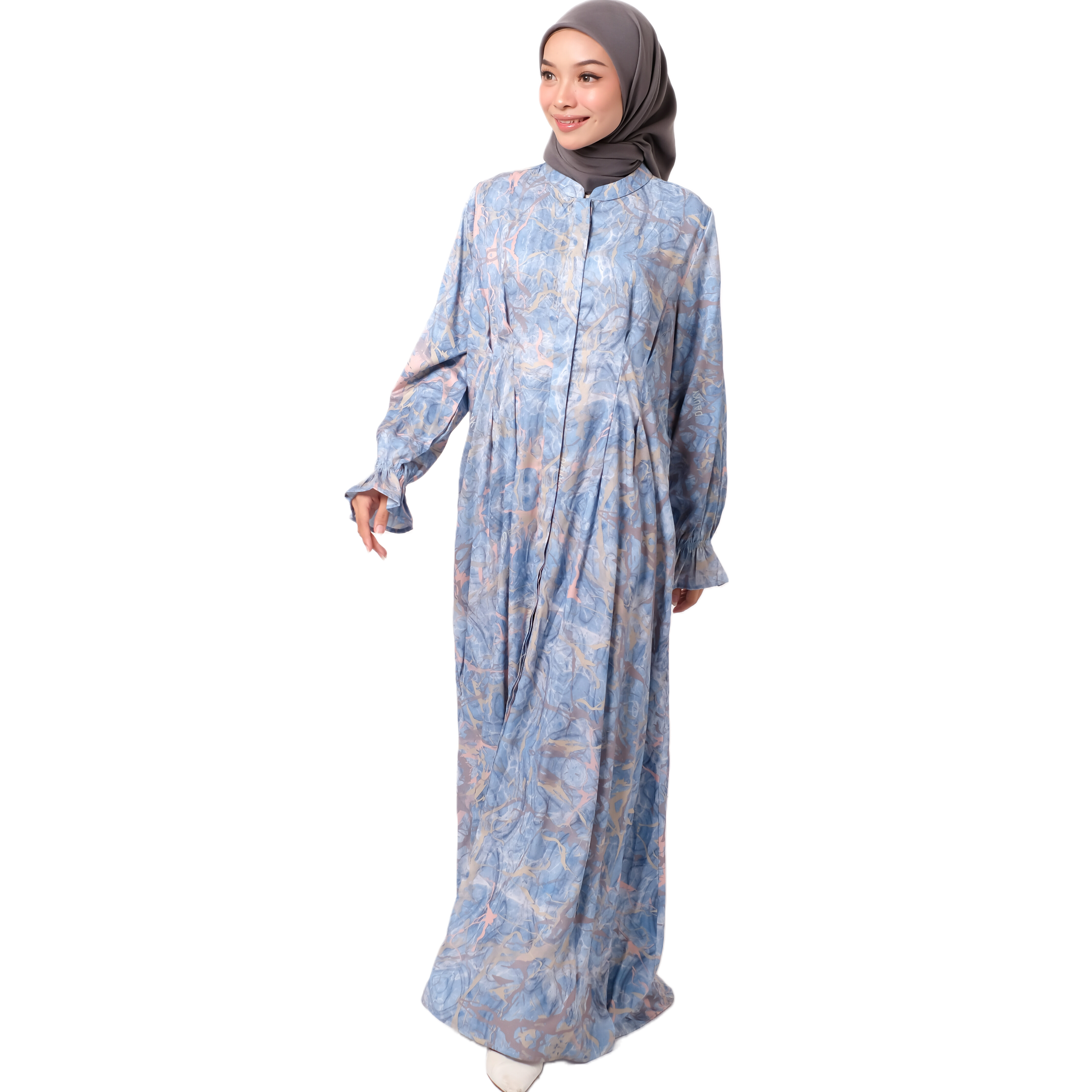 Dauky Gamis Wanita L Dress Marble - Biru