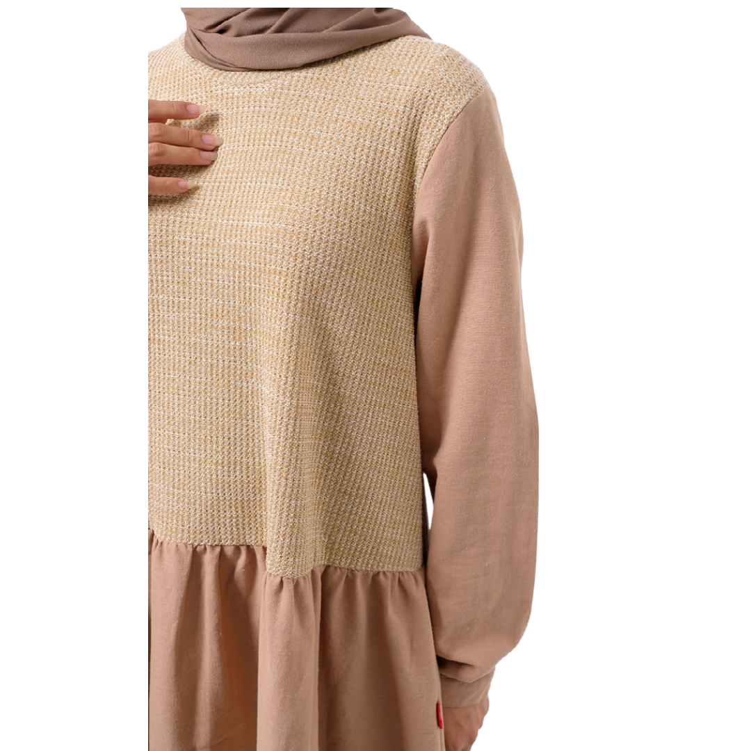Dauky Atasan wanita M Tunik Linen Waffle Knit Series - Nude