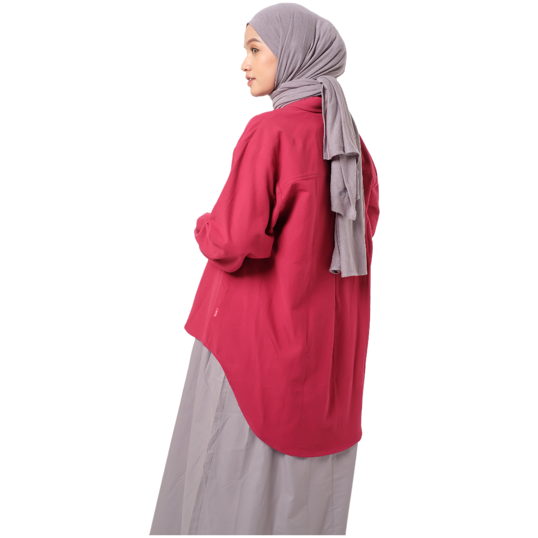 M Tunik Pocket Linen - Maroon