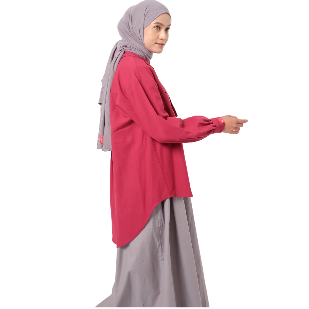 M Tunik Pocket Linen - Maroon