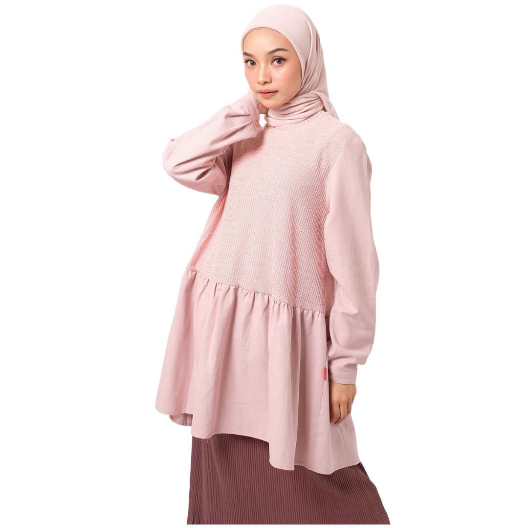 M Tunik Linen Waffle Knit - Pink
