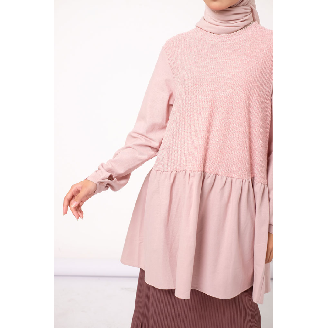M Tunik Linen Waffle Knit - Pink