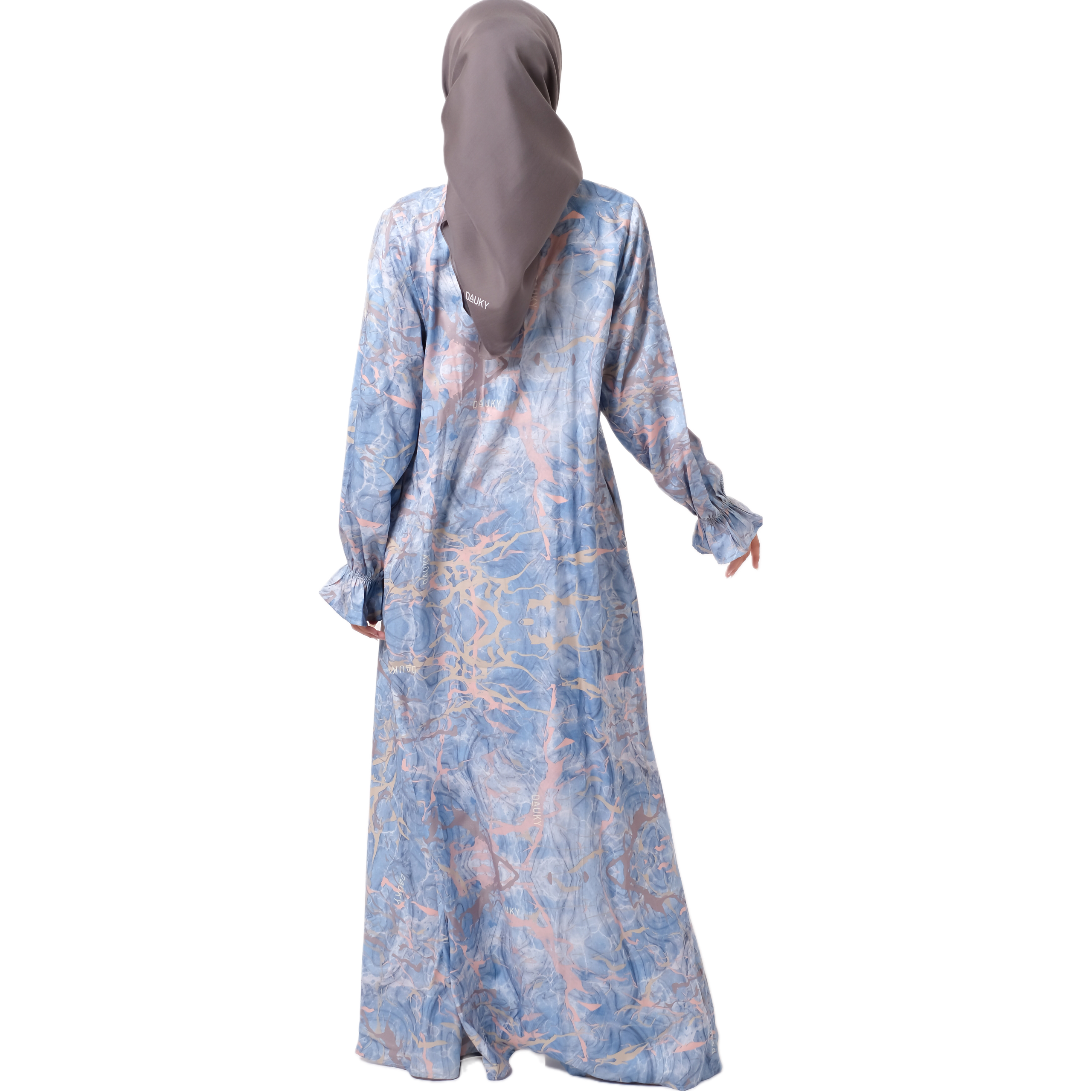 Dauky Gamis Wanita L Dress Marble - Biru