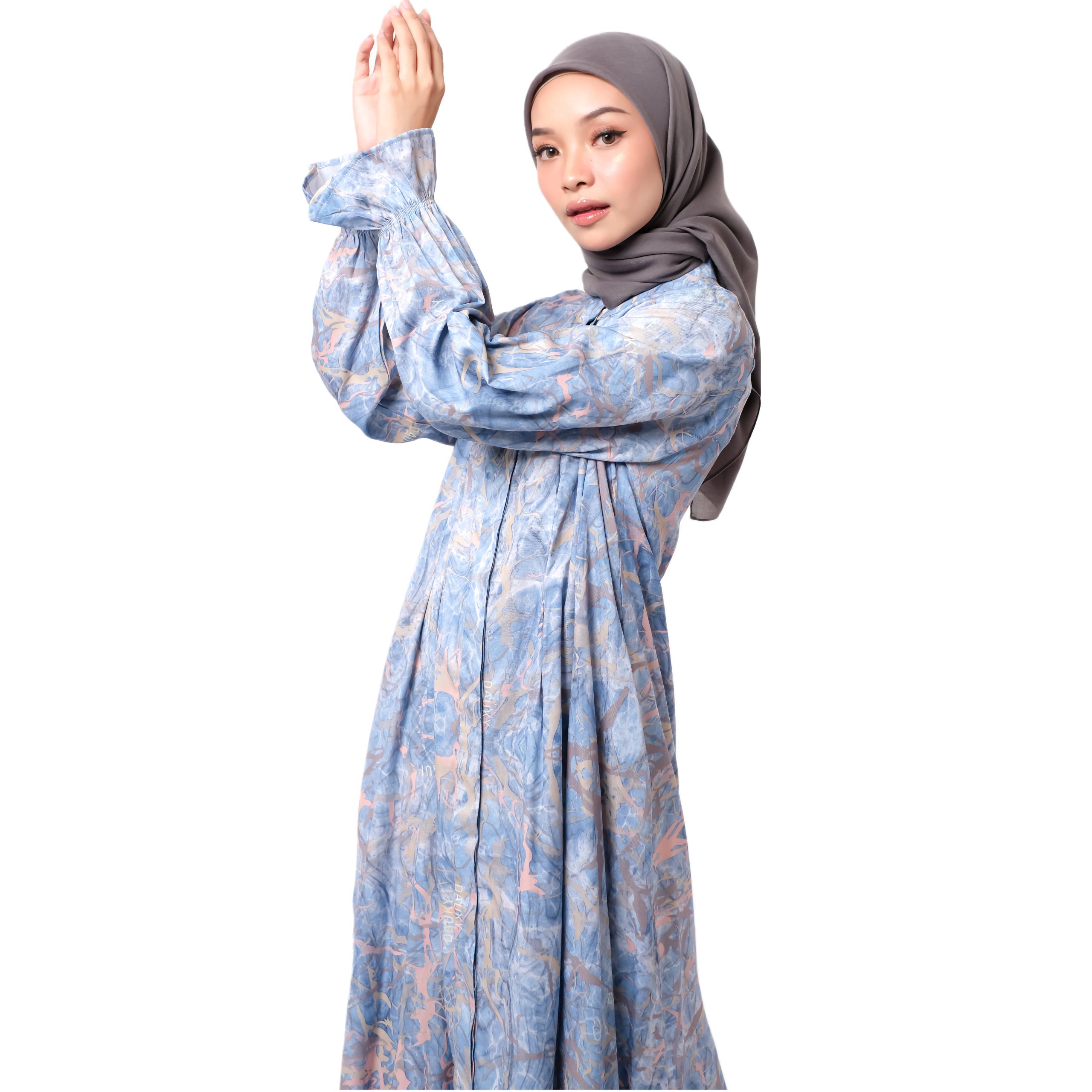 Dauky Gamis Wanita L Dress Marble - Biru