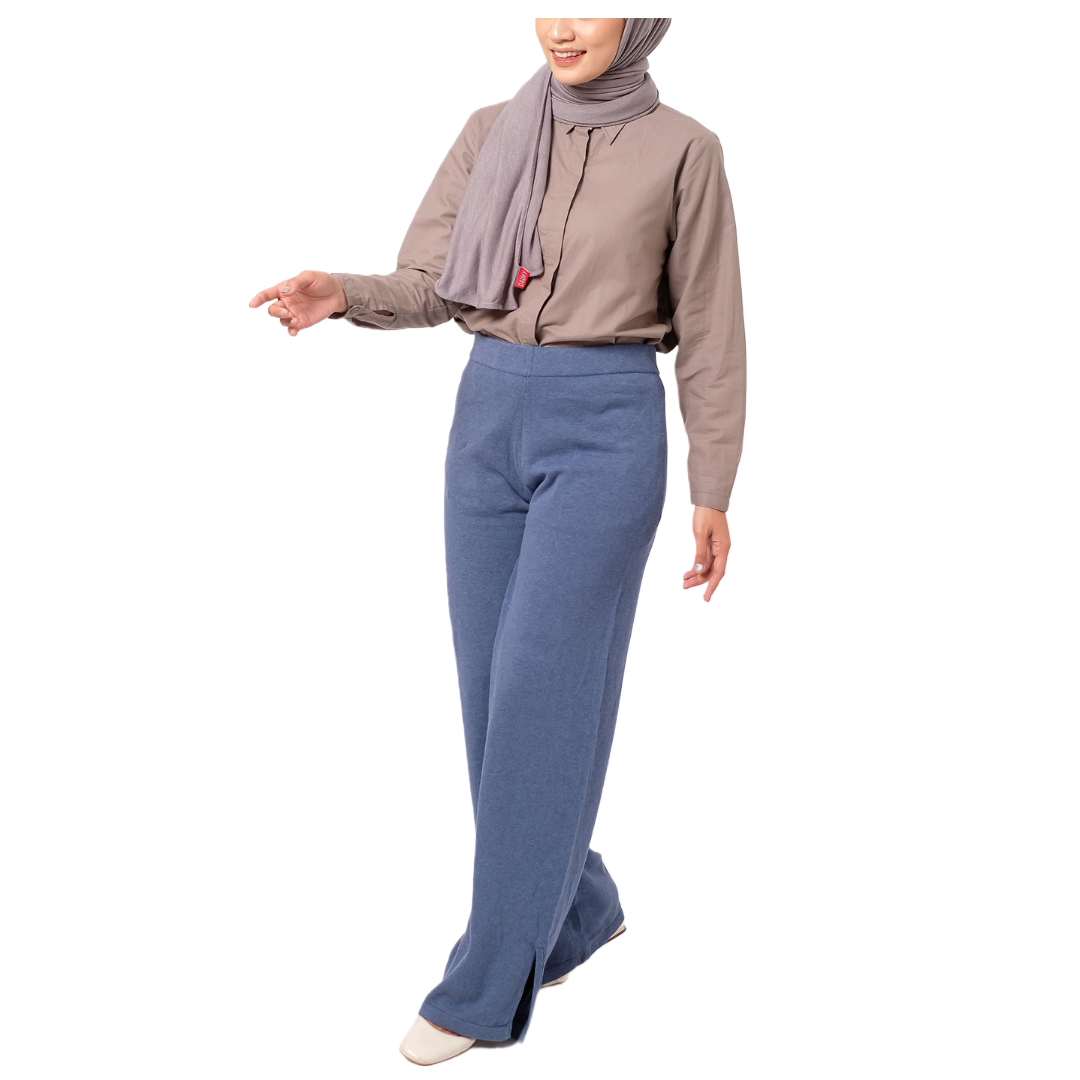 Palazo Knit Cotton - Biru Denim