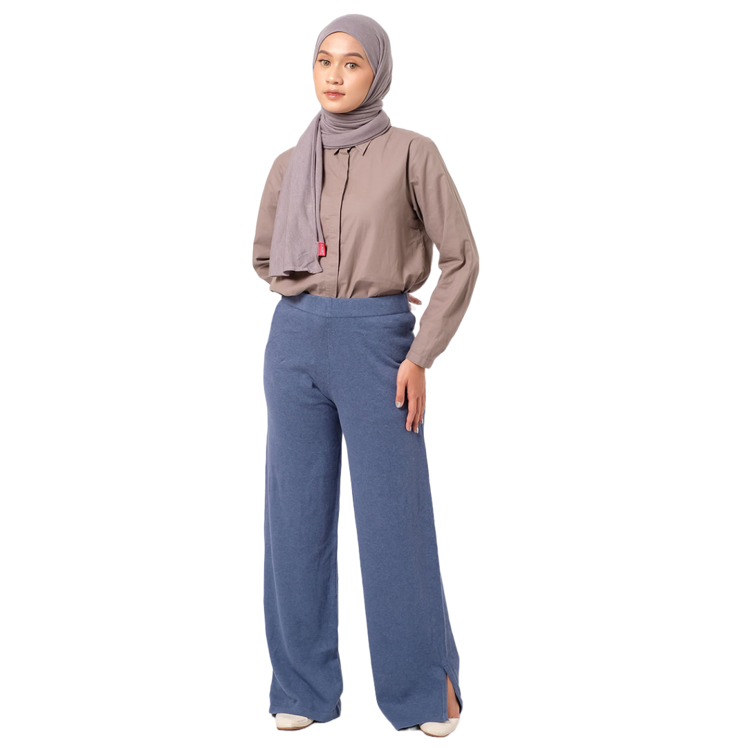 Palazo Knit Cotton - Biru Denim