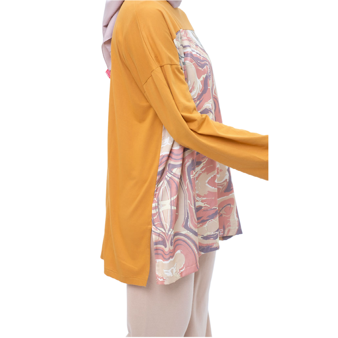 S Tunik Combed Marble - Mustard